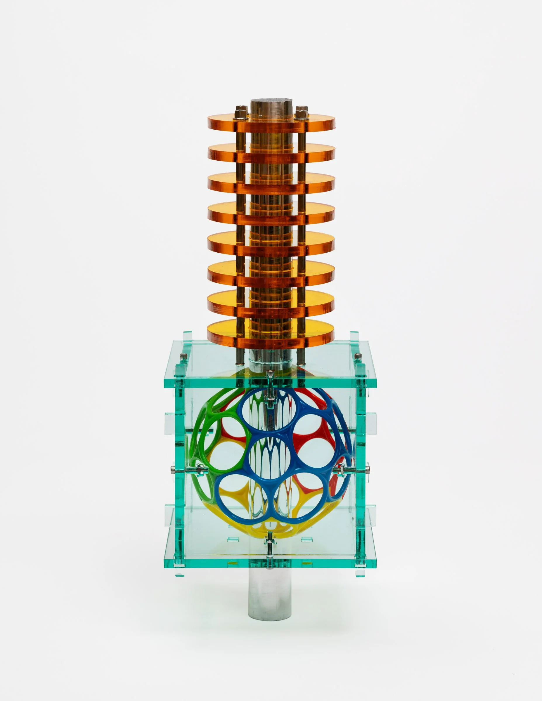   Portable Generator (ca. 2132),   2025 Oball, plexiglass, polished aluminum, stainless steel Dimensions variable  Photo by LF Documentation