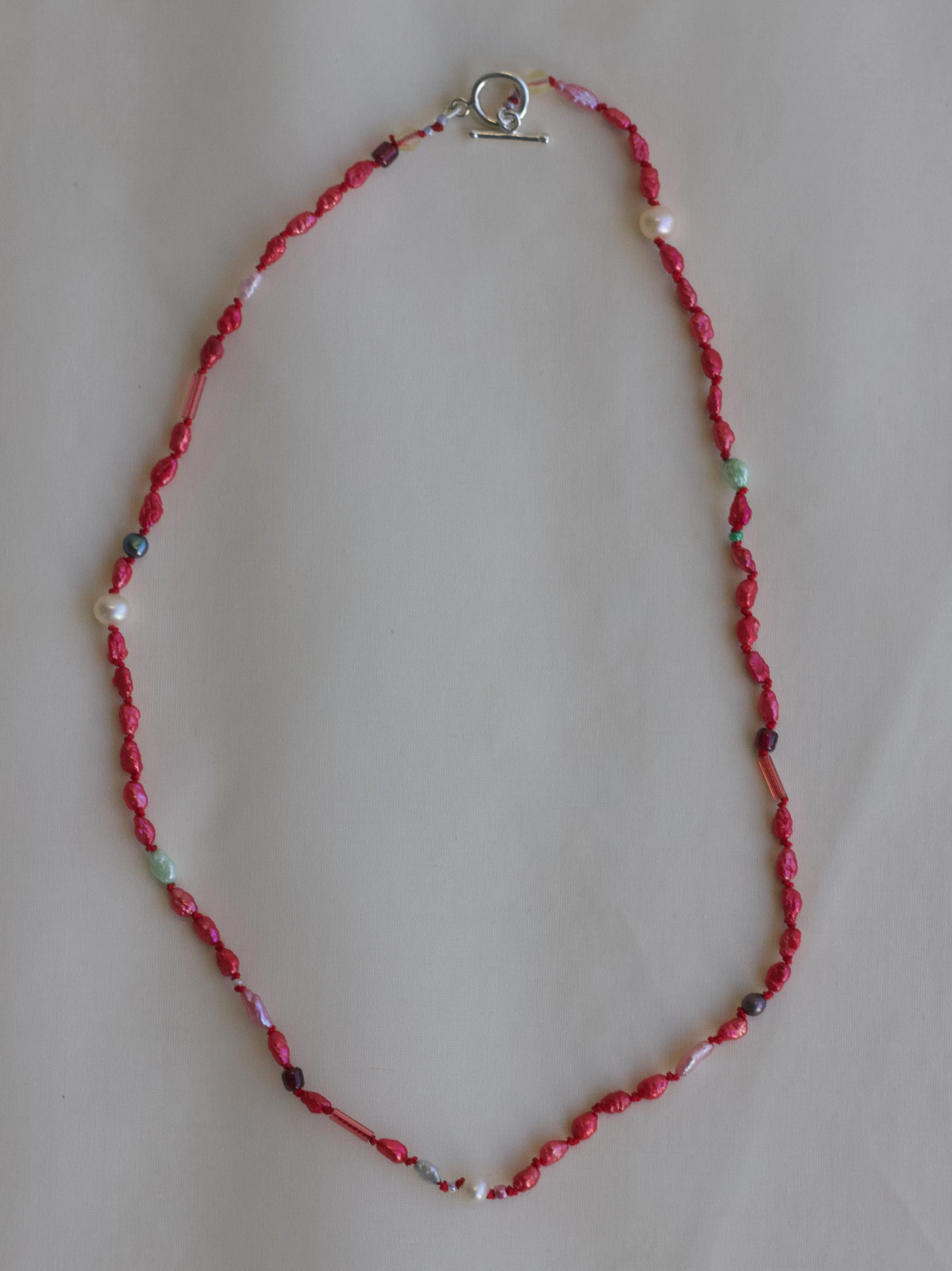 Flamin' Hot 18" Knotted Silk Pearl Necklace