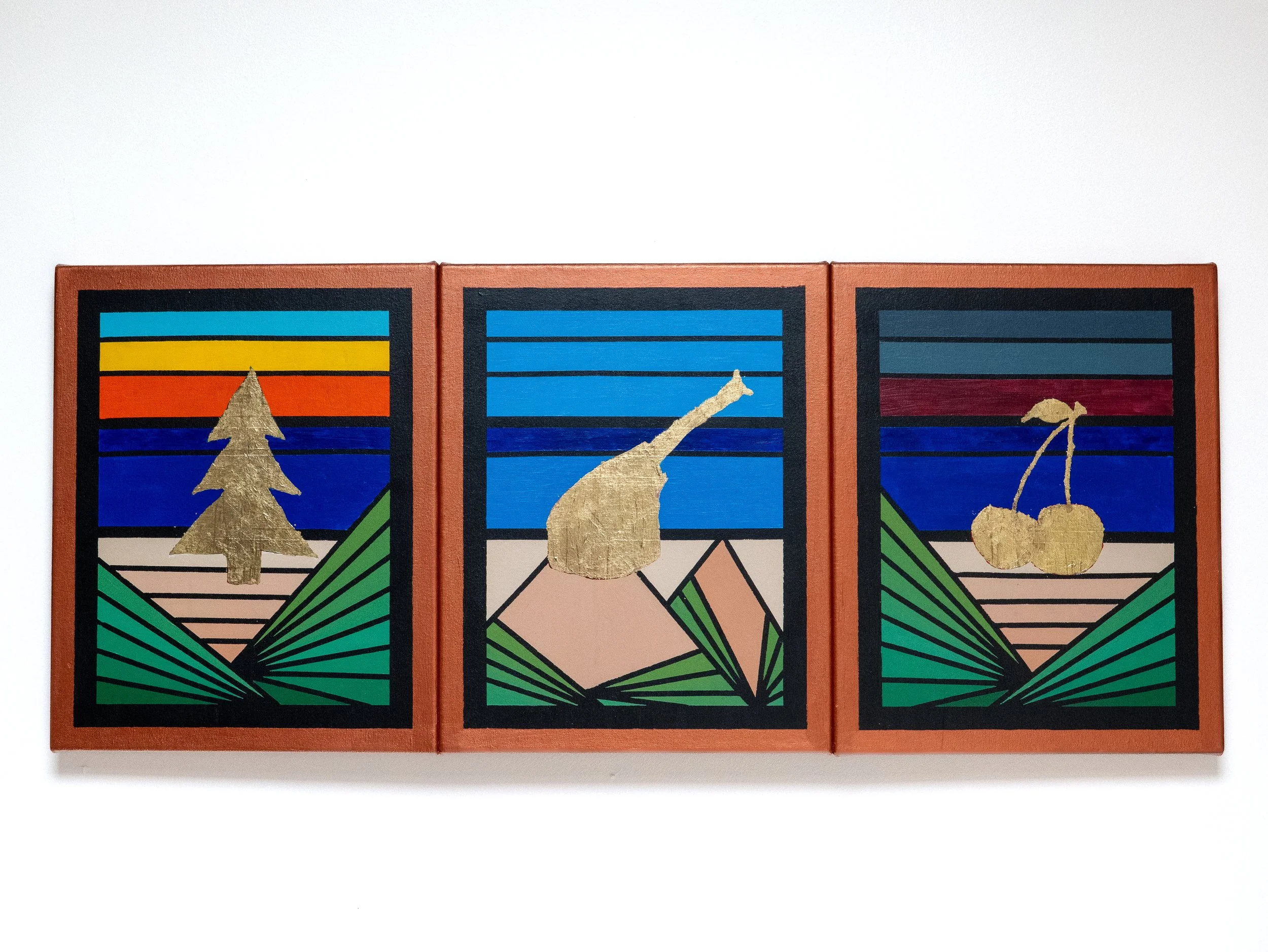 008 "(Triptych)"
2025
Acrylic and metal leaf on canvas
20 x 48"