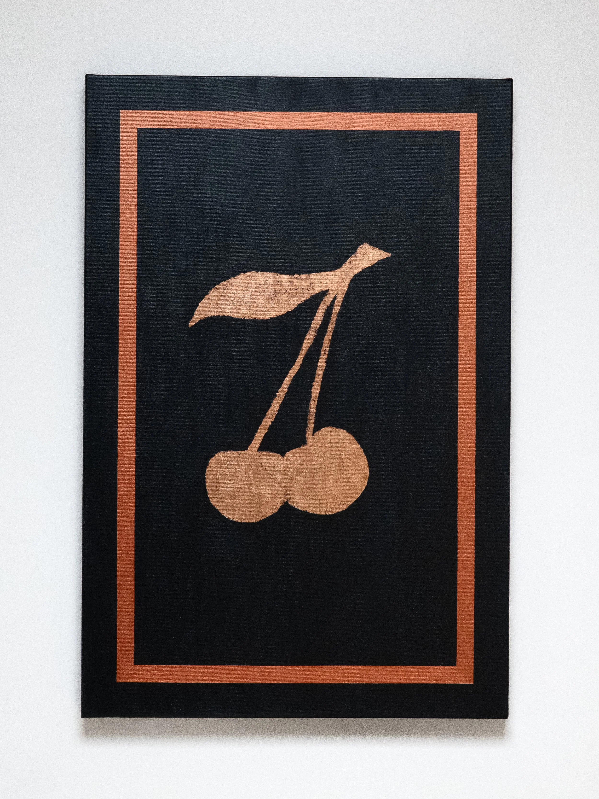 011 "(Cherry)"
2025
Acrylic and metal leaf on canvas
24 x 36"