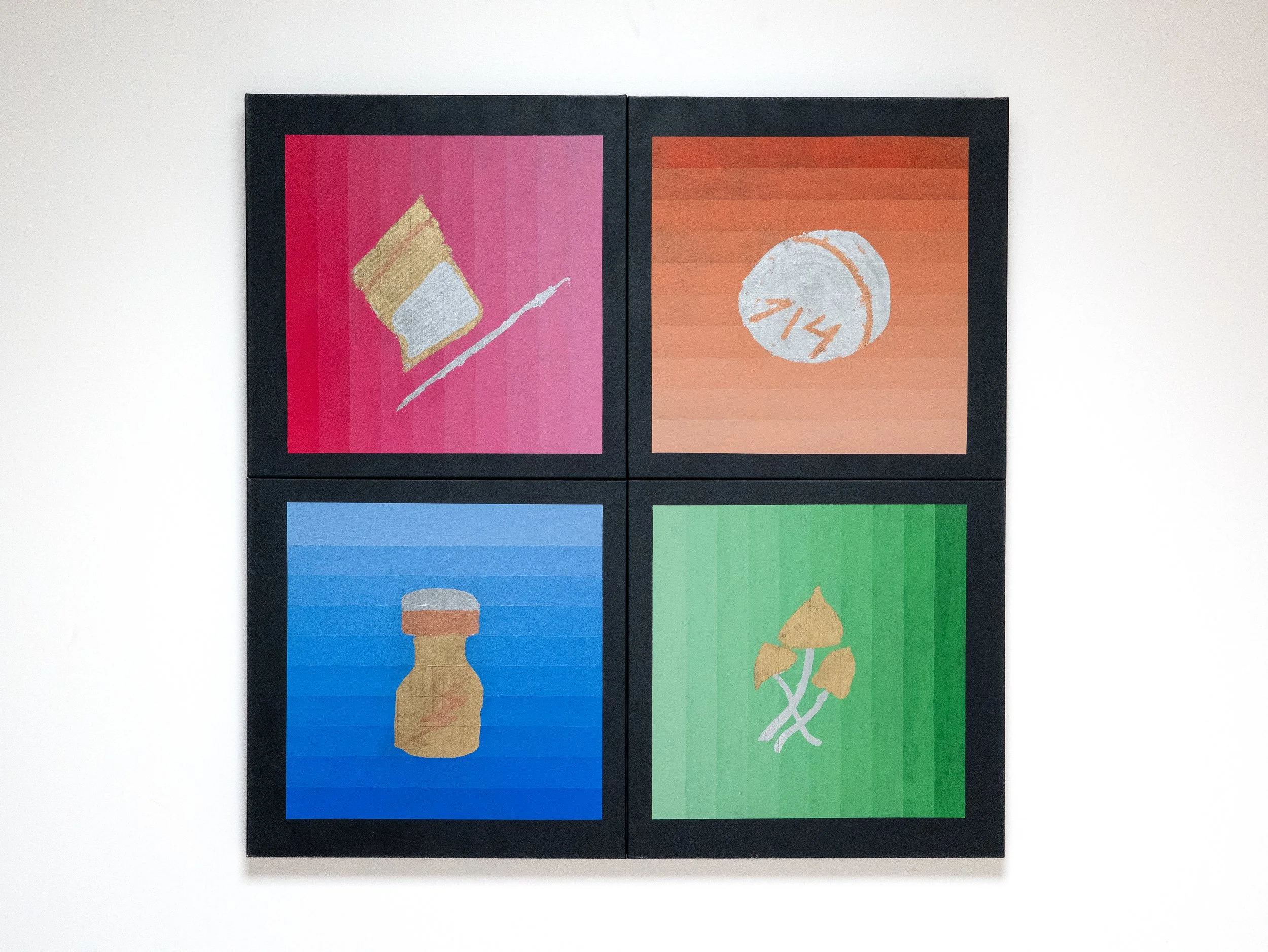 016 "(Drugs)"
2025
Acrylic and metal leaf on canvas
48 x 48"