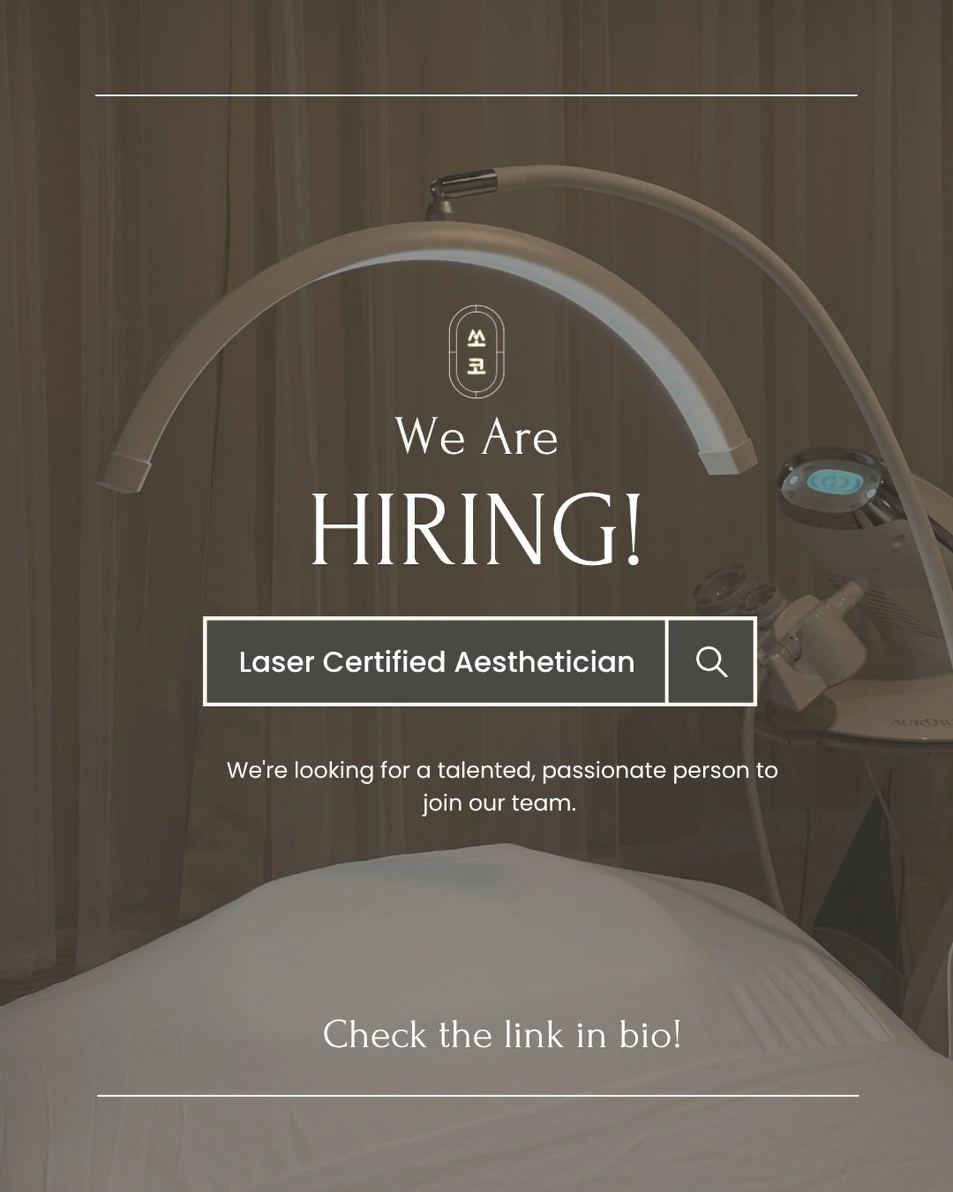 At Soko Skin Med Spa we&rsquo;re looking for a talented &amp; passionate Laser Certified Aesthetician to join our team🤍

If you love skincare, aesthetics, and helping clients feel confident in their skin, we&rsquo;d love to hear from you.

📍Apply t