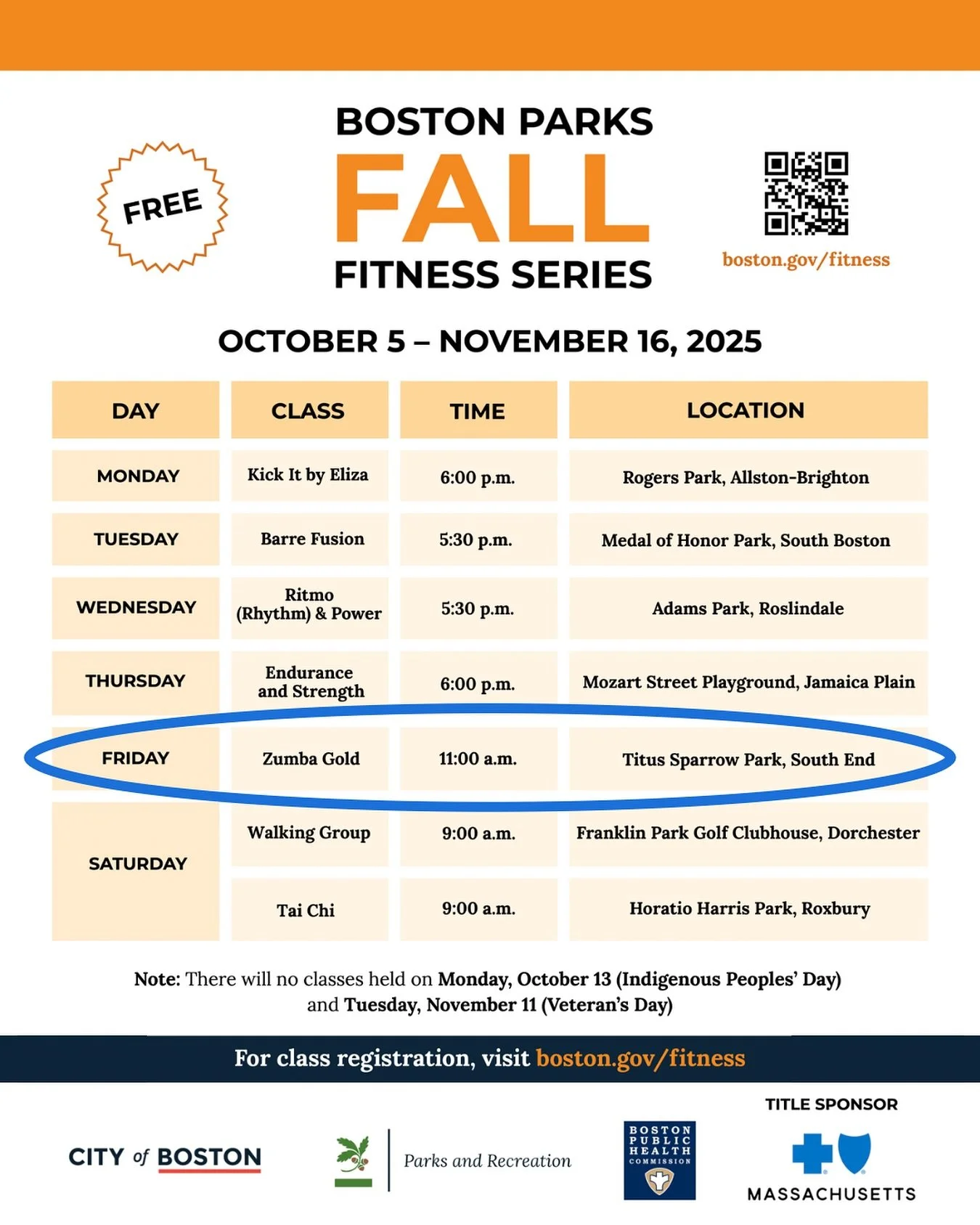 Four more weeks of Zumba classes at the Titus Sparrow Park with @marthabix! 
π Titus Sparrow Park, South End
ποΈ Fridays | October 24, October 31, November 7, November 14
β±οΈ 11:00 AM
ποΈ FREE and open to the public and all ages 
π Zumba® Gold