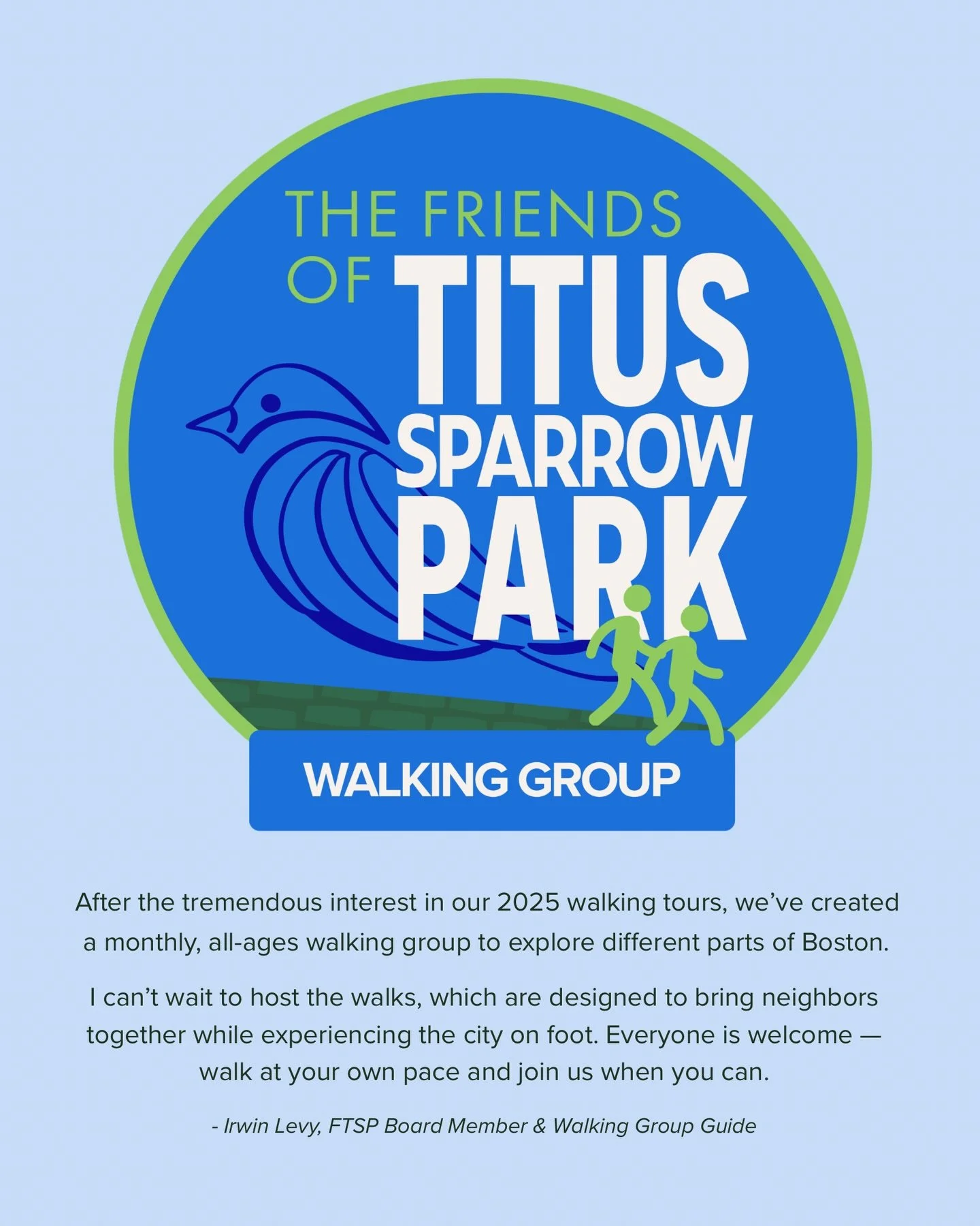 Special announcement! After the tremendous interest in our 2025 walking tours, we&rsquo;ve created a monthly, all-ages walking group to explore different parts of Boston.

I can&rsquo;t wait to host the walks, which are designed to bring neighbors to
