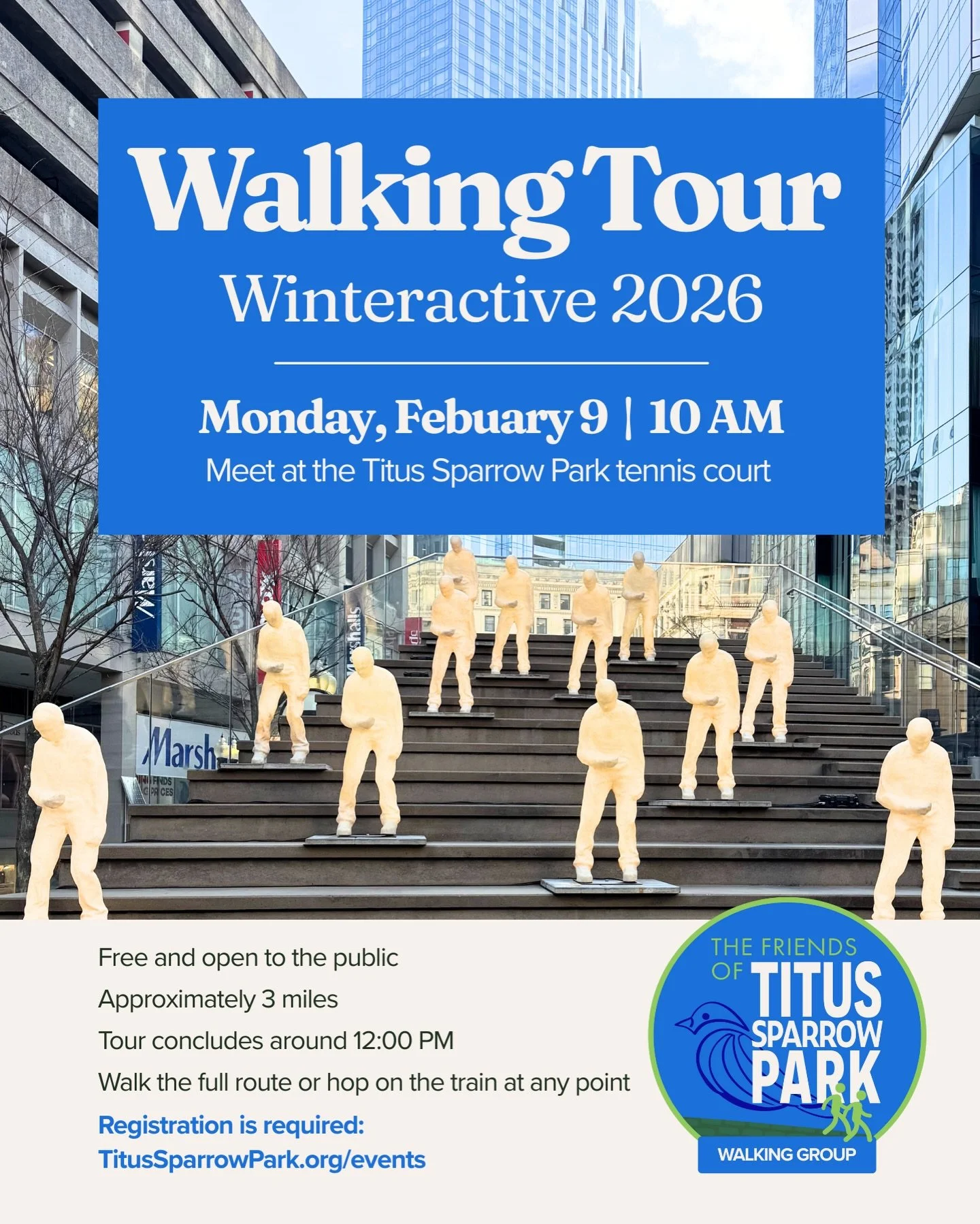 Bundle up and walk with the Friends of Titus Sparrow Walking Group to Winteractive, downtown Boston&rsquo;s interactive outdoor art experience this coming Monday. Inspired by Quebec&rsquo;s vibrant winter festivals, this exhibition brings color, play