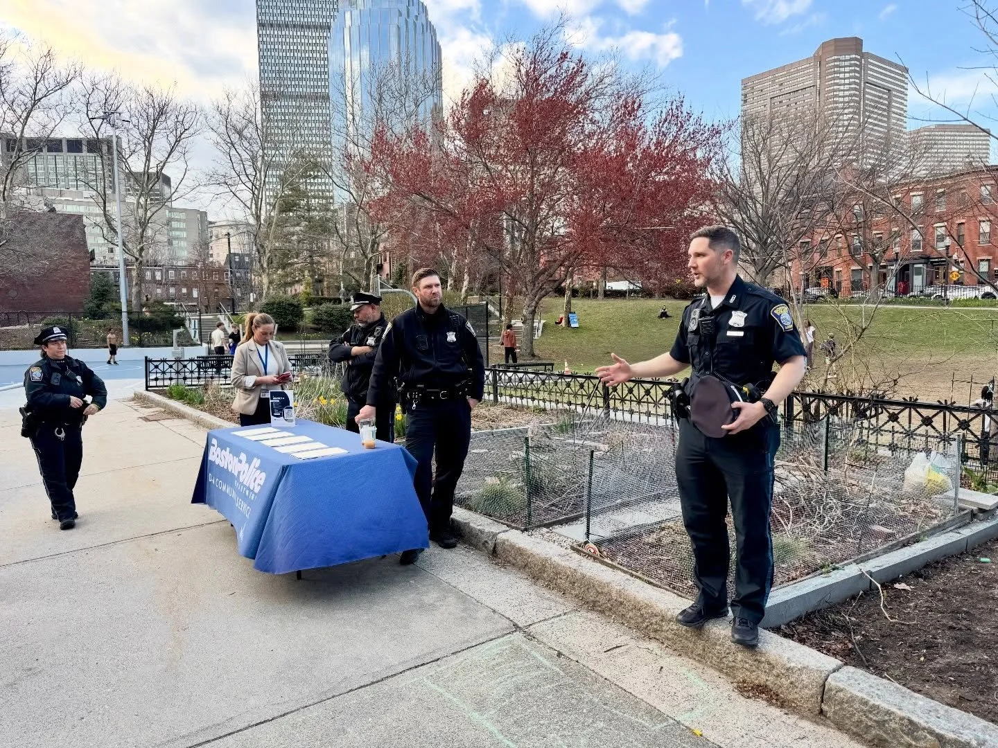 Thank you @bostonpolice for hosting tonight&rsquo;s event. Neighbors came together at Titus Sparrow Park and walked alongside officers down The Cooridor to discuss areas of concern, meet neighbors and D4 Officers.