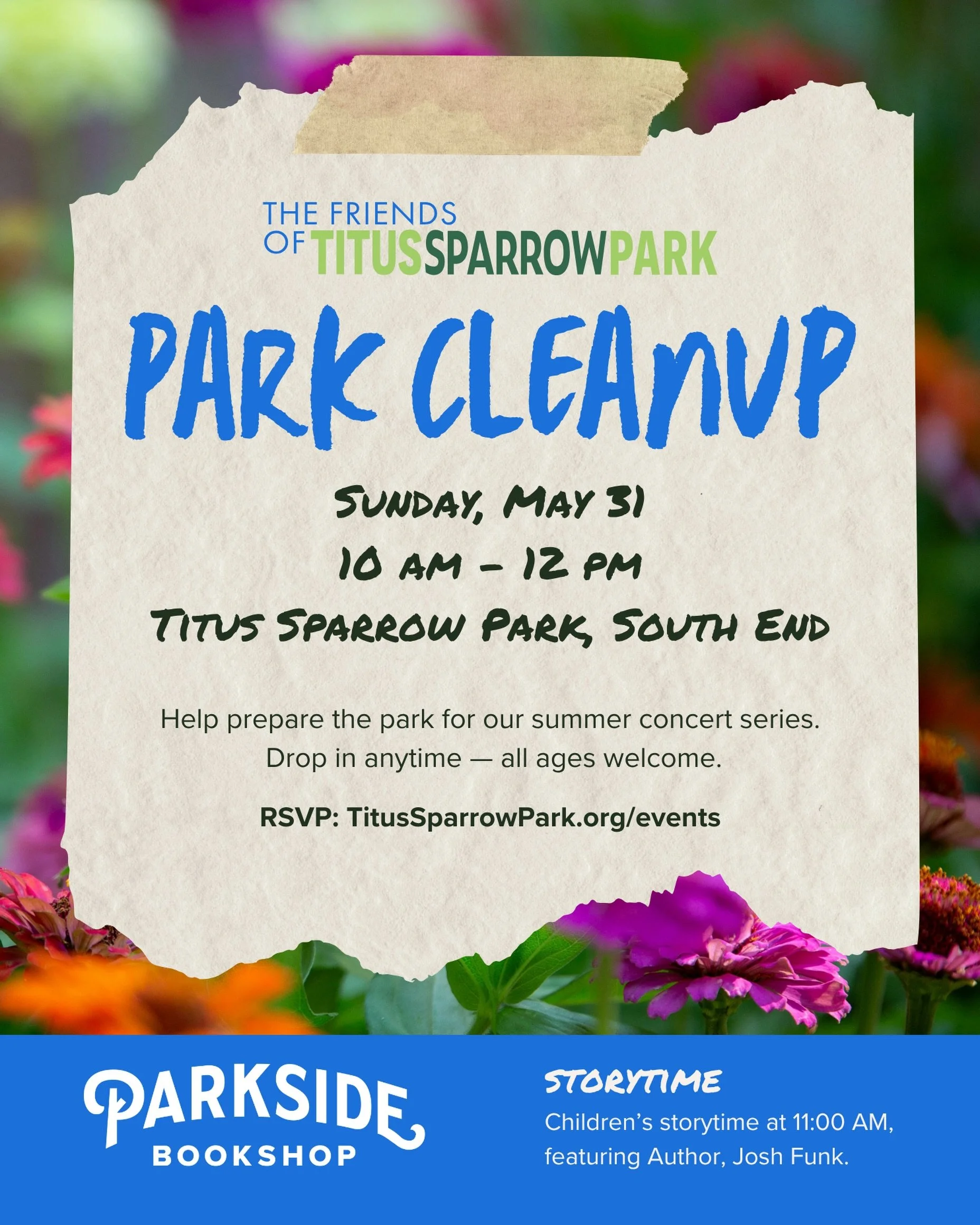 Join us for our monthly park cleanup and help us prepare for the summer concert series and clean up our lawn and playground spaces for all to enjoy in the warm weather.

Neighbors of all ages are invited to lend a hand&mdash;whether it&rsquo;s pickin