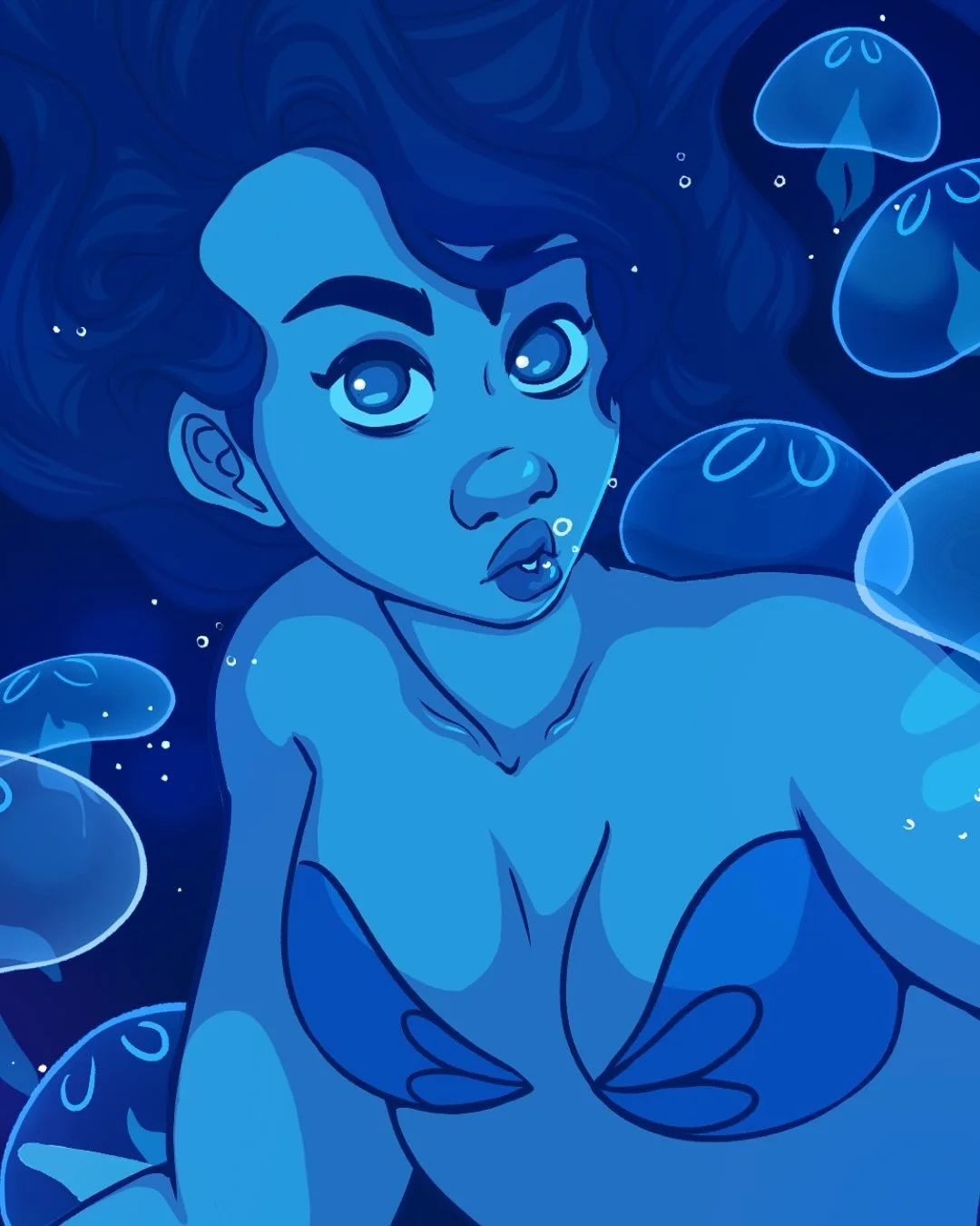 Kind of a redraw of an older mermay from 2019. There aren&rsquo;t many things prettier than moon jellies🪼💙

#mermay #mermaid #characterdesign #illustration #digitalart #jellyfish #jellies #moonjellies