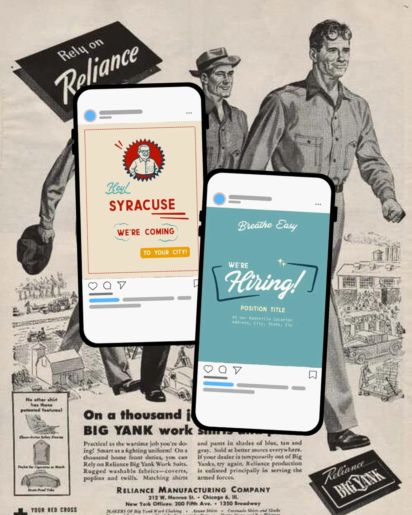 Social Designs for Breathe Easy! ✷ #brandingagency #vintagebranding#designagency