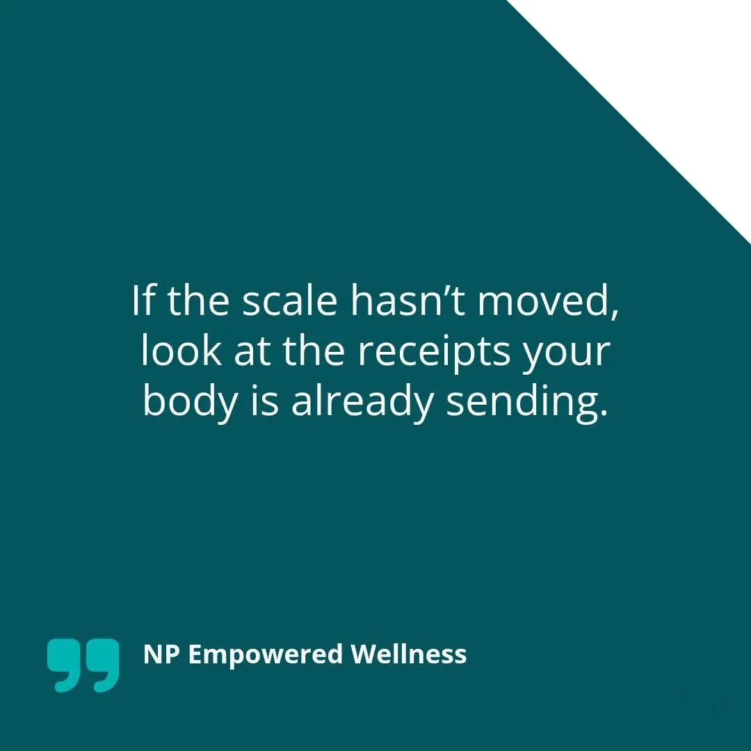 The scale is not the whole story 📉

If the scale hasn&rsquo;t budged, look at the receipts your body is already sending.

Getting through the day without crashing.
Waking up less puffy.
Needing less caffeine.
Workouts that don&rsquo;t wipe you out a