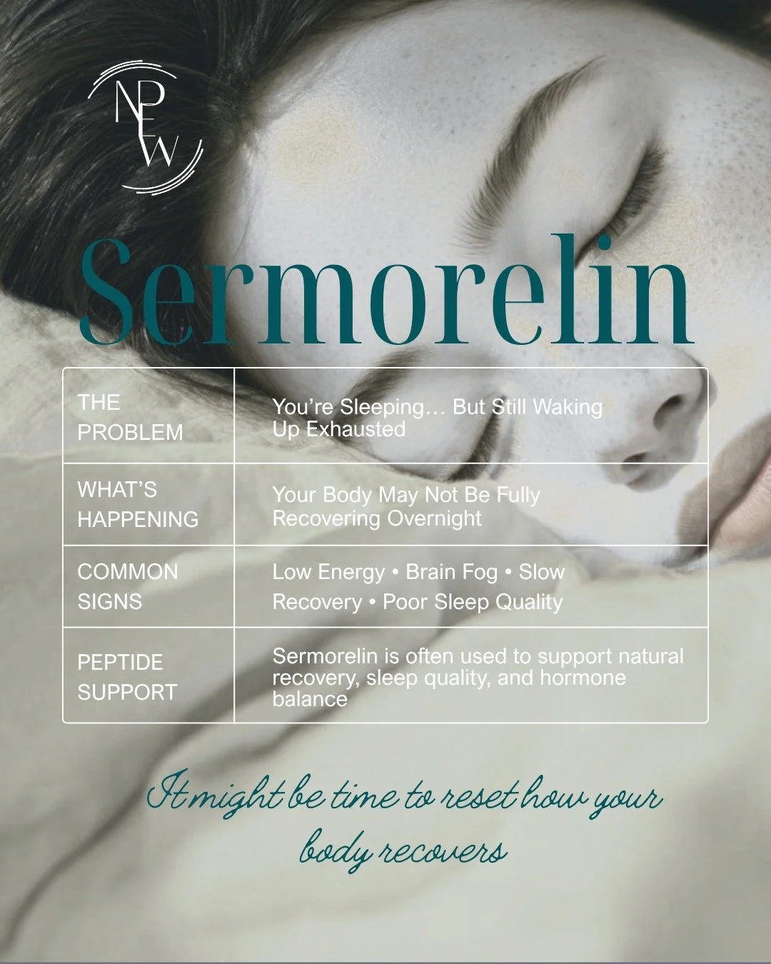 Sermorelin

You&rsquo;re getting the sleep&hellip; so why are you still waking up exhausted?

This is something we hear all the time&mdash;and it&rsquo;s not just about how many hours you&rsquo;re in bed.

Your body does its real repair and recovery 
