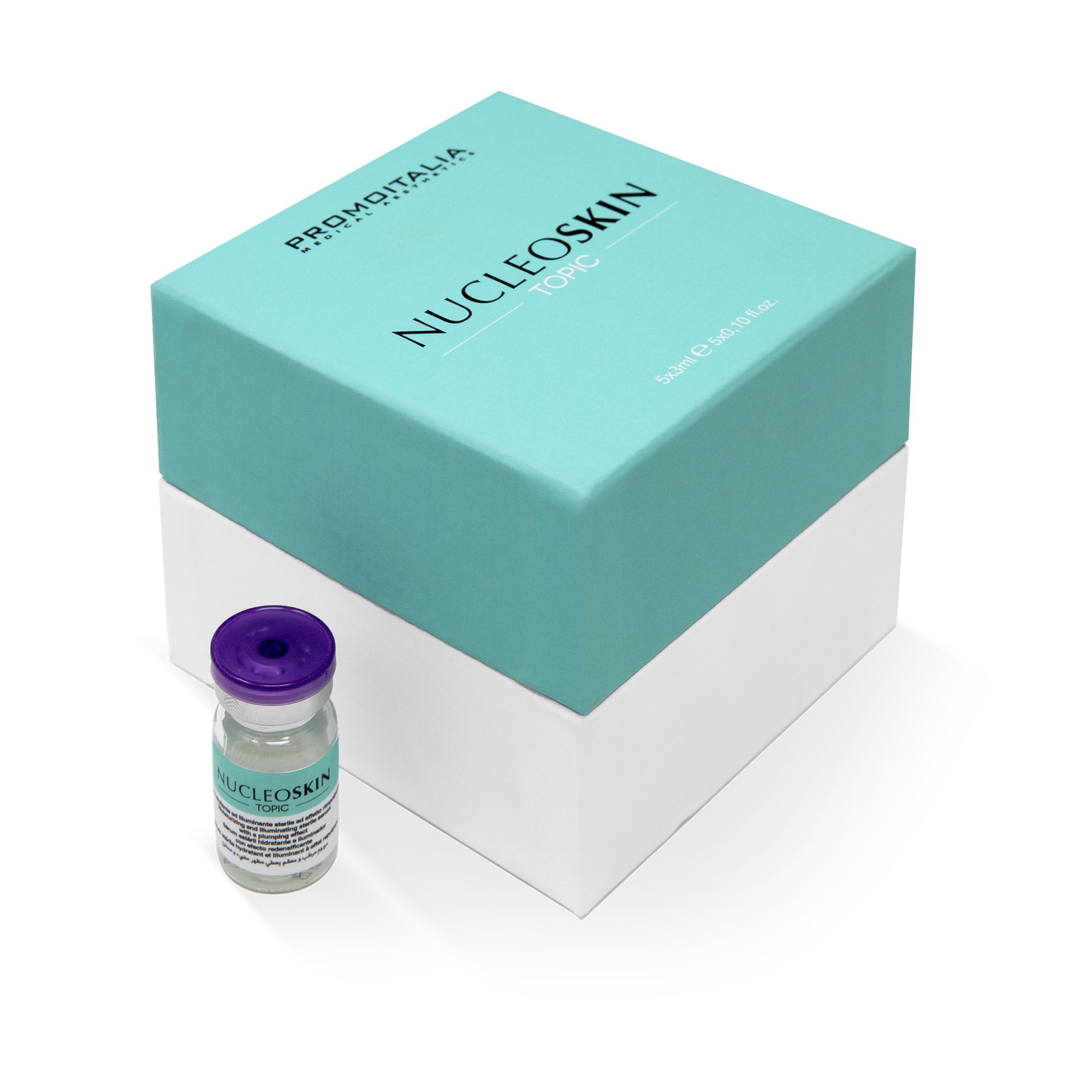 Nucleoskin TOPC vial and packaging in green and white box