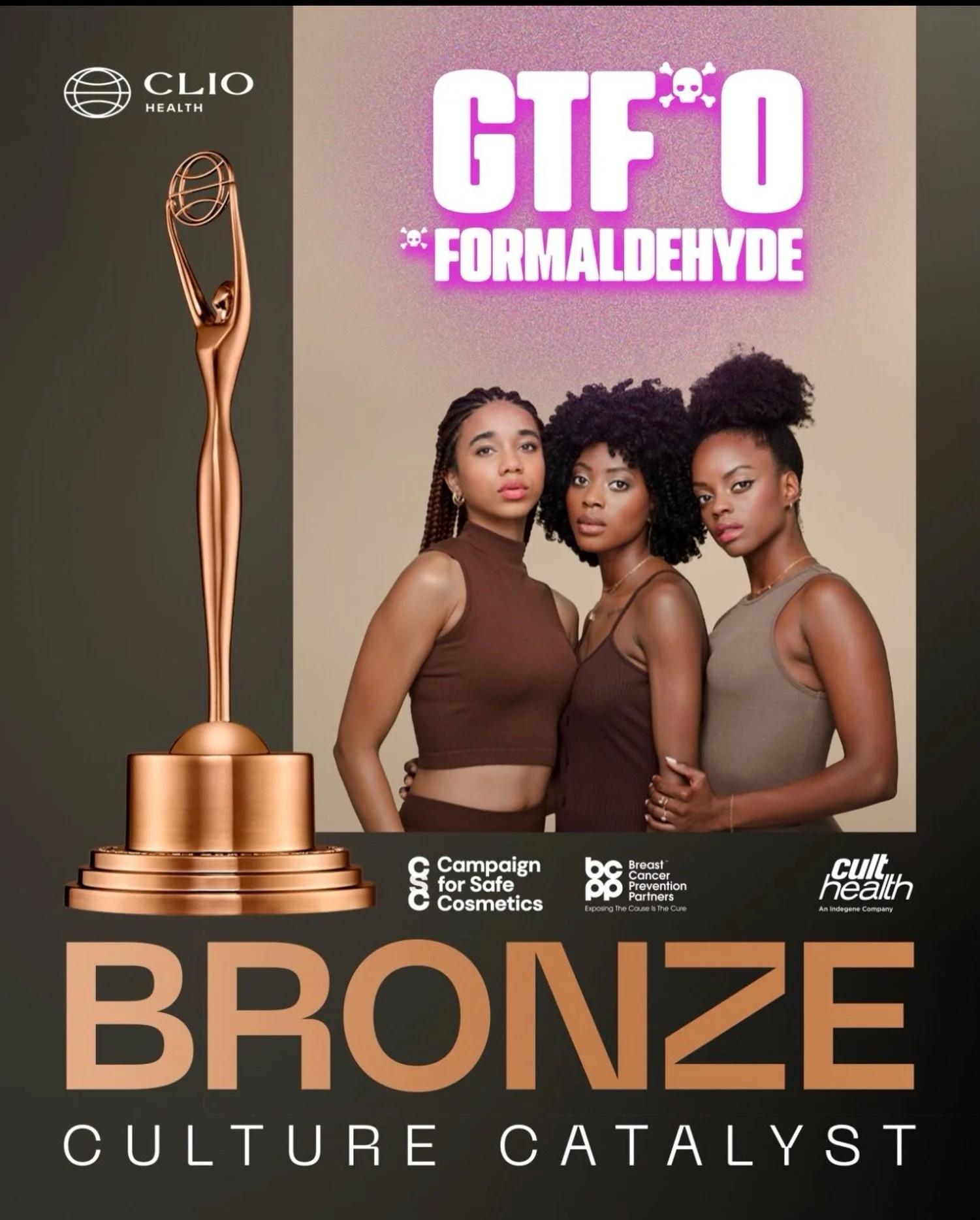 I&rsquo;m proud to announce that the GTFO campaign with the Campaign for Safe Cosmetics has earned a Bronze Award in the Culture Catalyst category at The @clioawards, one of the most prestigious international honors in healthcare marketing and commun