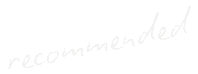 Handwritten text that says "recommended" in white on a black background.