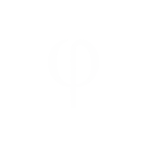 Símbolo de phi (φ) en color blanco sobre fondo negro.