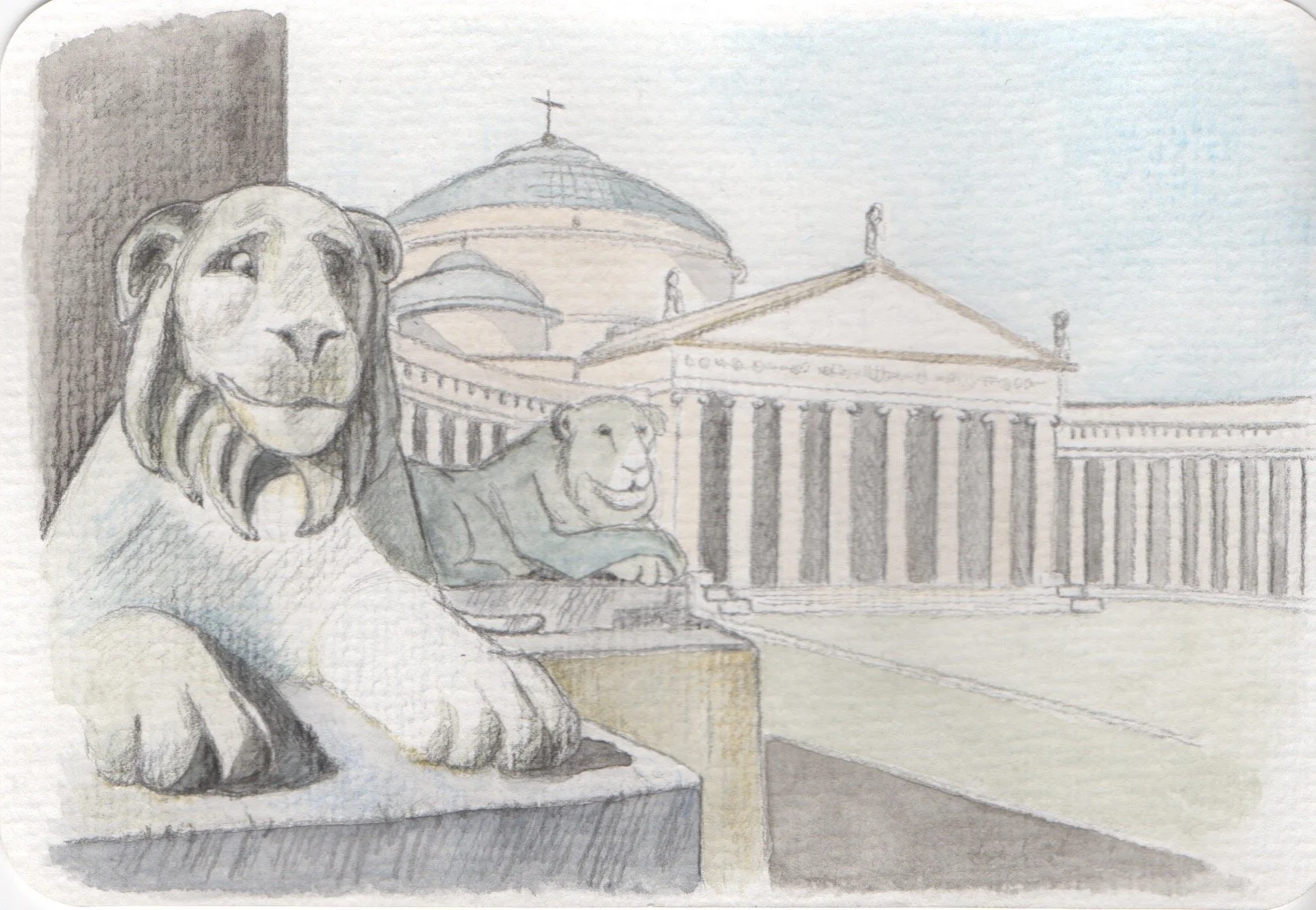 Piazza Plebiscito. Matite e acquarello.