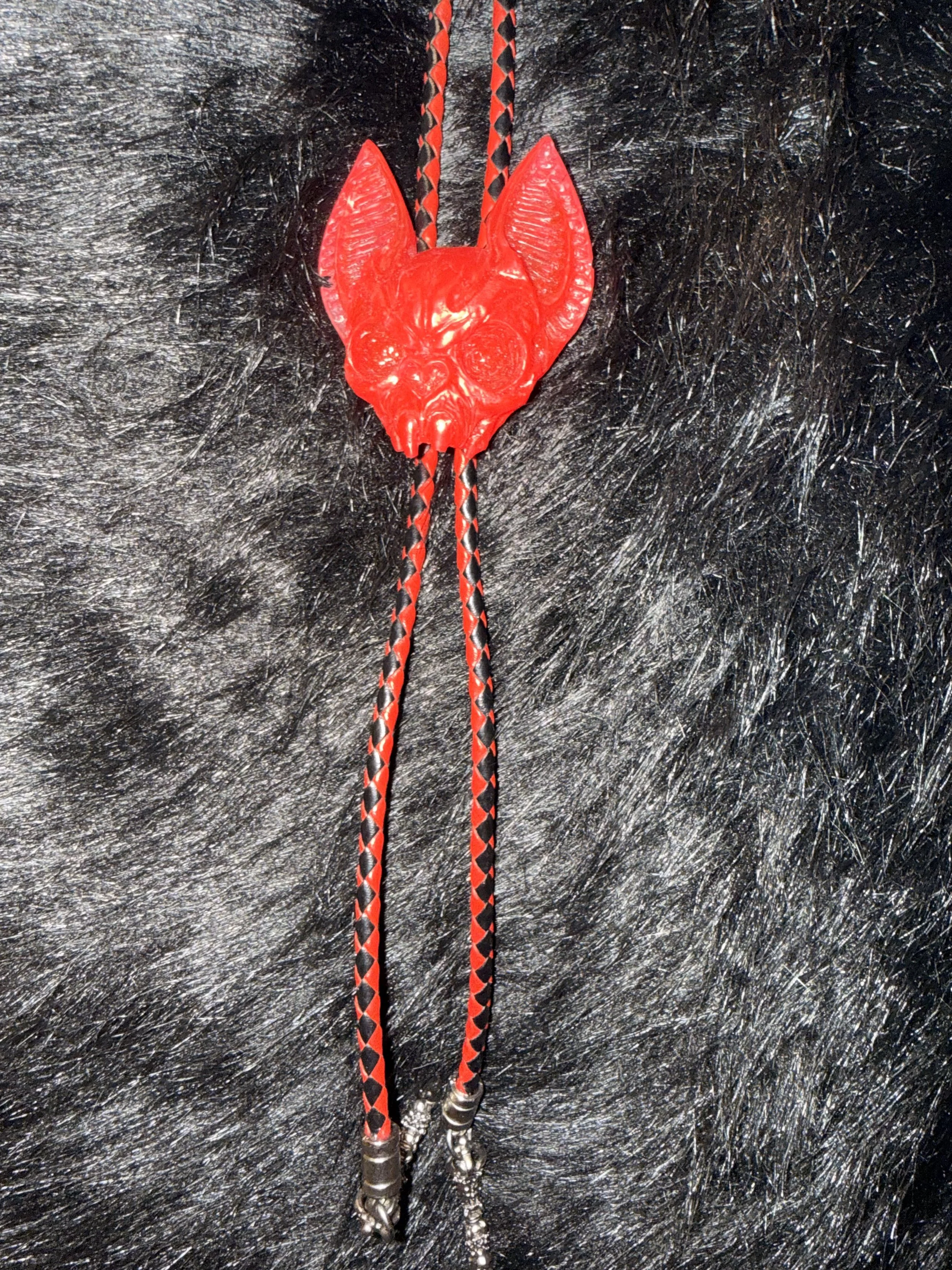 UV Reactive Red Bat Bolo Tie