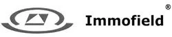 Das Bild zeigt das Logo von Immobilienfirma Immofield mit einem schwarzen und weißen Design.
