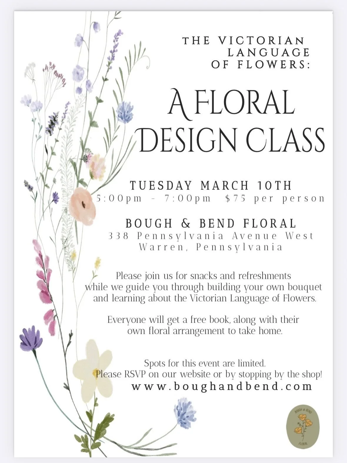 I&rsquo;m so excited to announce our first public floral design class! 

The Victorian Language of Flowers: A Floral Design Class

Step into the poetic world of flowers and discover how blooms once spoke louder than words. 

In this beginner-friendly