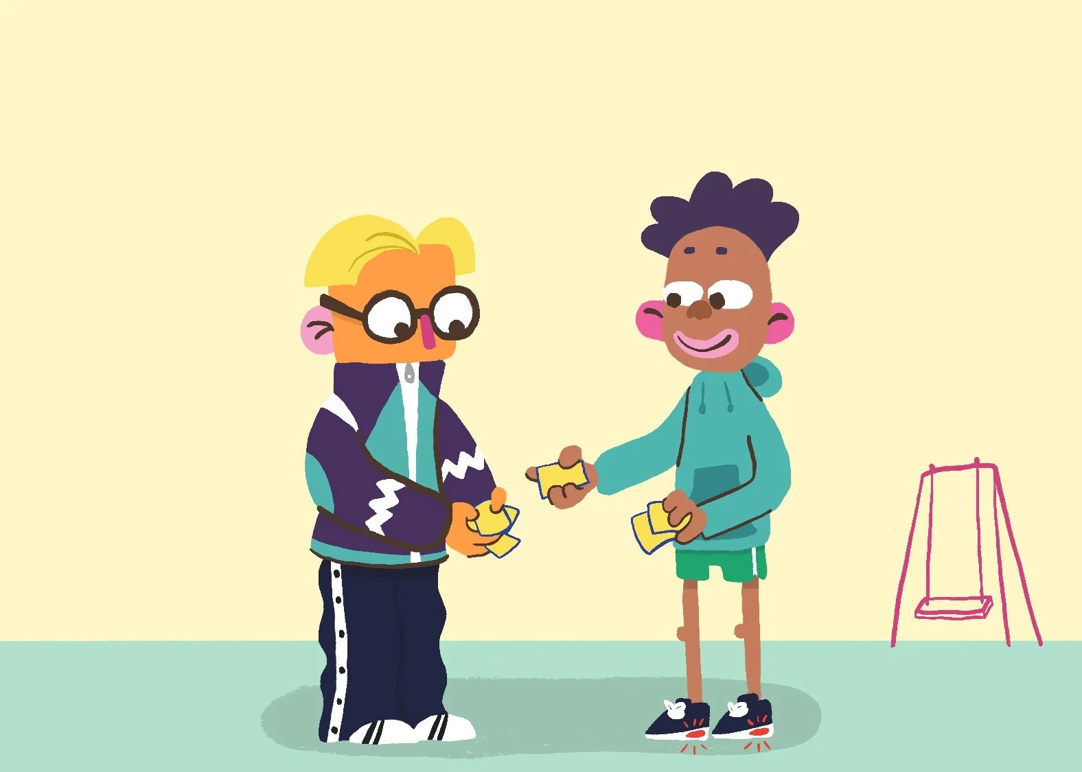 Trading Cards Nineties Nostalgia Illustration A5 Print