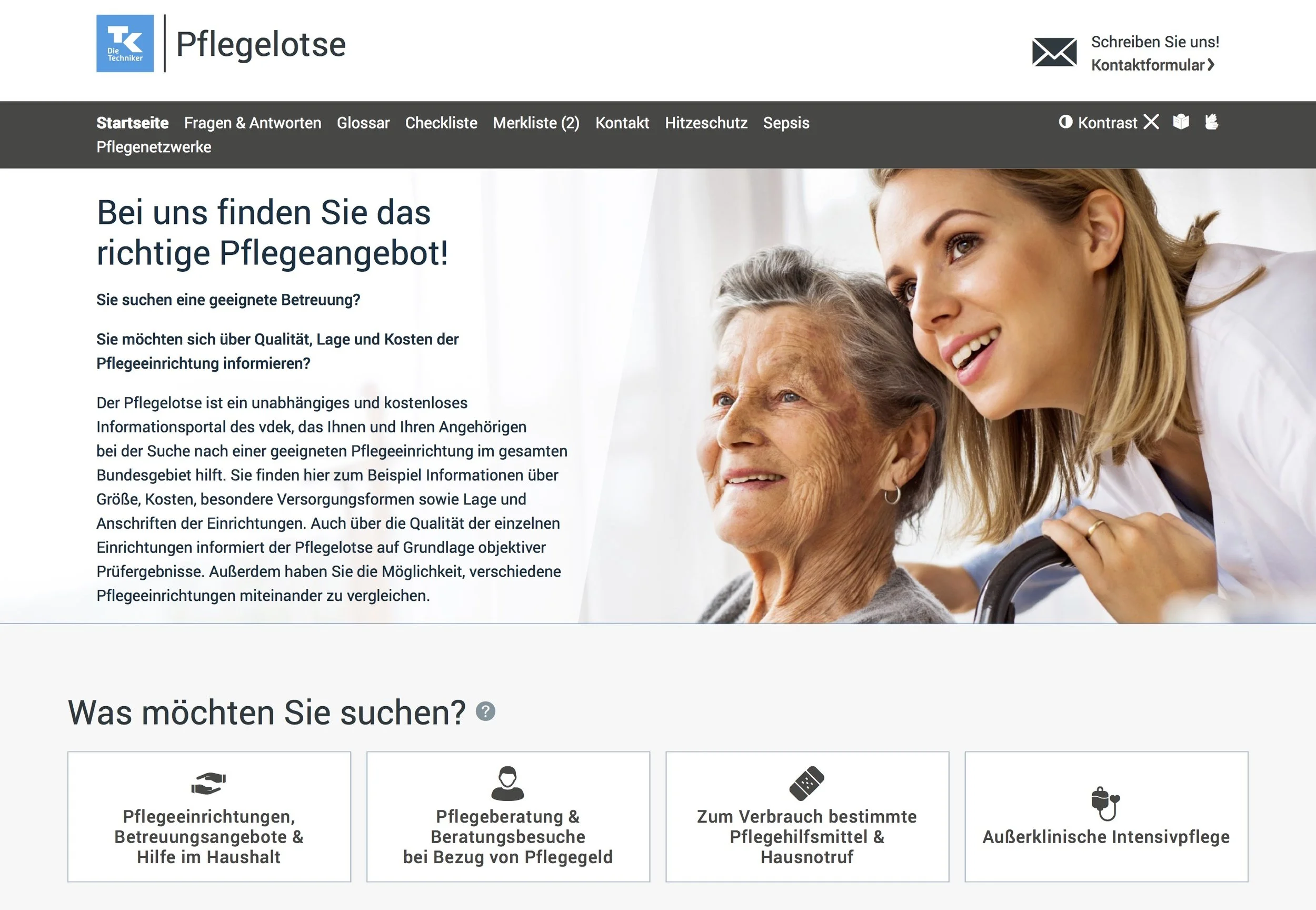 Der Hilfsmittelfinder der Techniker Krankenkasse TK listet den Hausnotruf Ulmer Spatz unter pflegelotse.de auf.