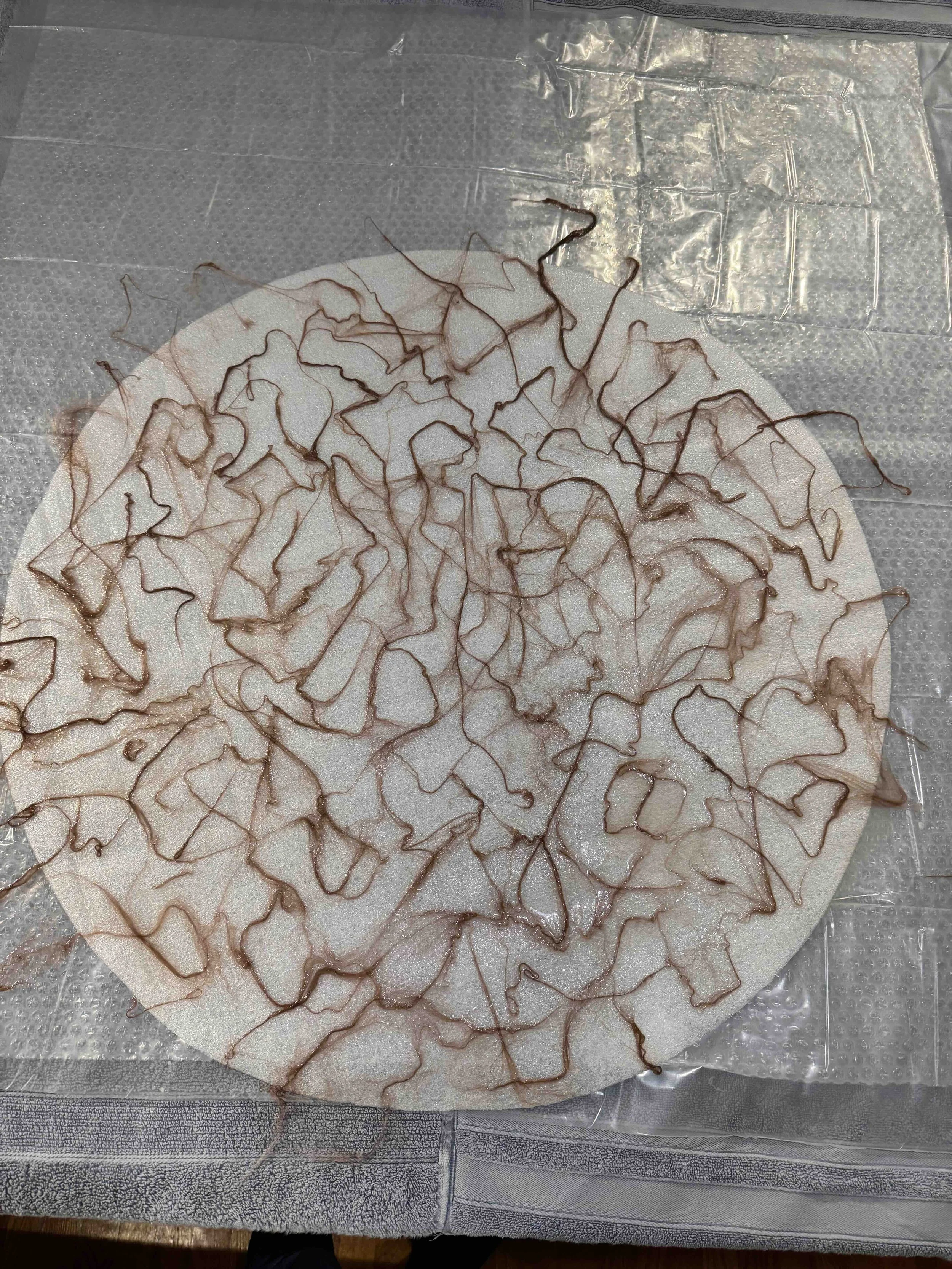 Building the vessel from the inside out with viscose swirls laid directly on the resist