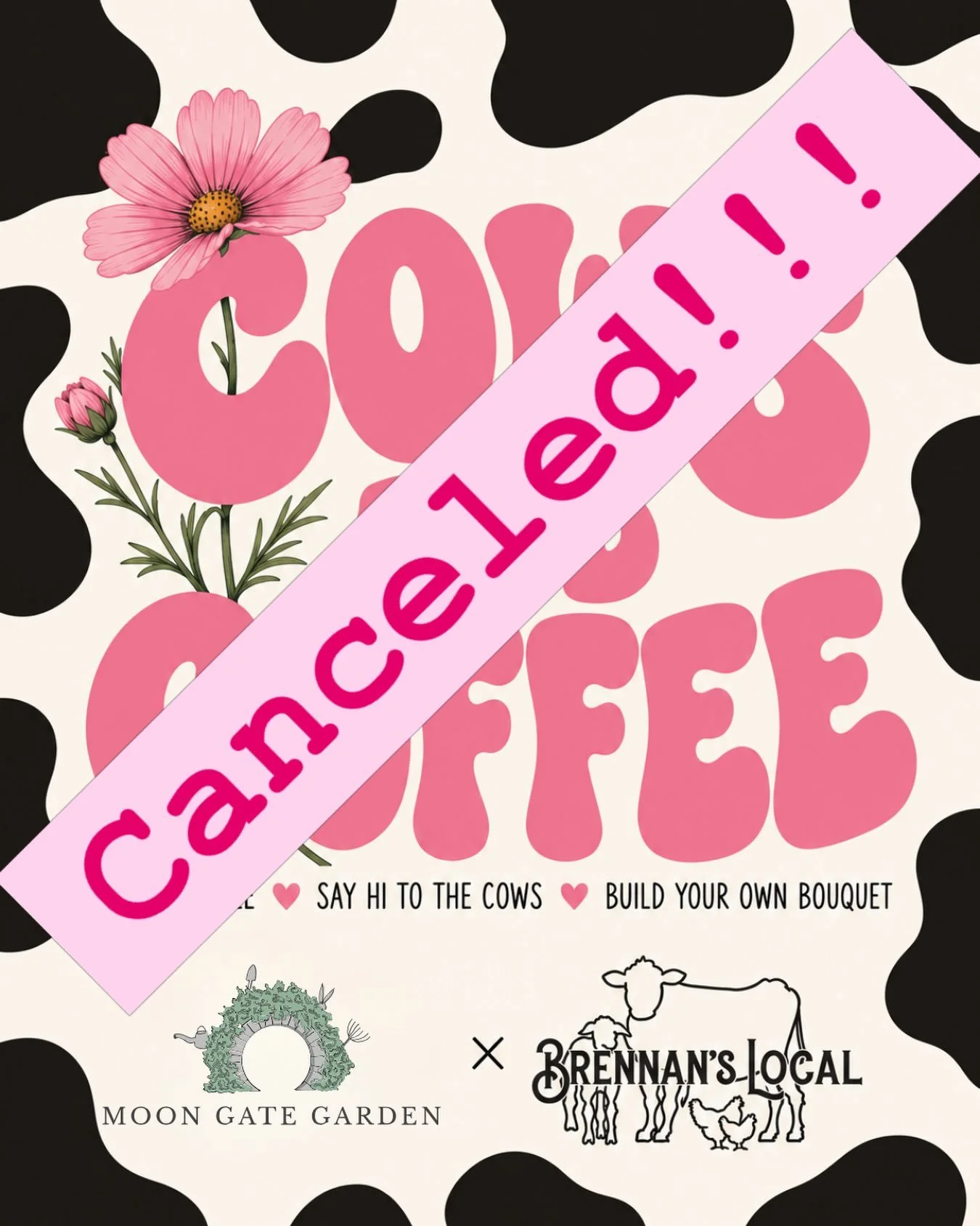 🌧️ COWS &amp; COFFEE &mdash; CANCELED 🌧️

Well&hellip; the weather wins again. 😭

Unfortunately, with rain in the forecast, we&rsquo;ve made the call to cancel Cows &amp; Coffee this Sunday at Billingsgate Farm.

We were SO excited to finally brin
