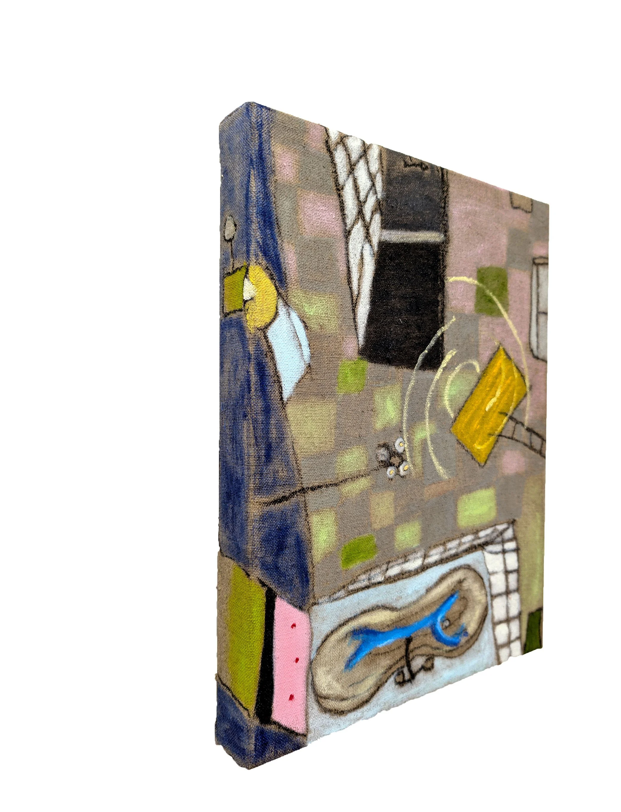 The bathroom.
Series: The construct of a building.
Oilpaint and charcoal on linnen, 2026