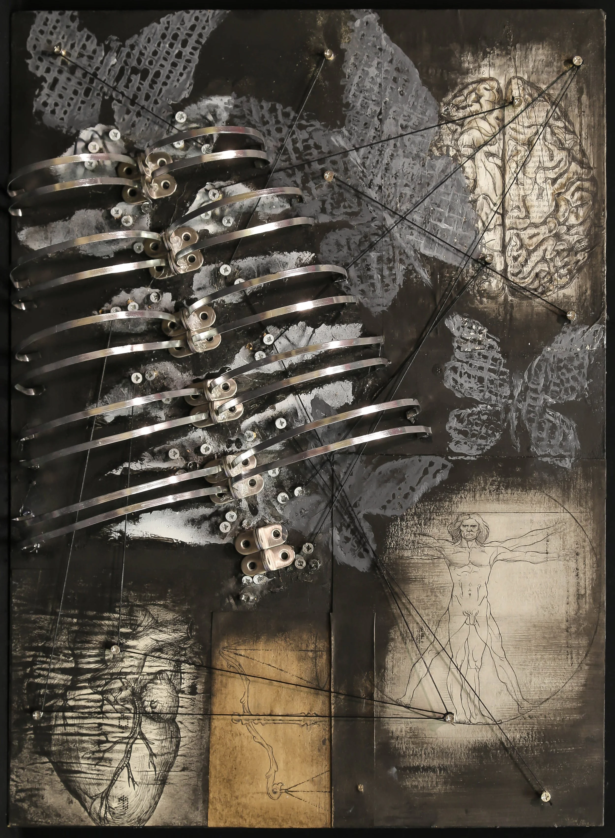 Mind, Body, and Soul, 24" x 18" --
In this piece, I explore what it means to be truly alive. Our bodies fight to sustain life every second. When I became interested in neuroscience, I learned that the term “brain-dead” means someone who cannot rega