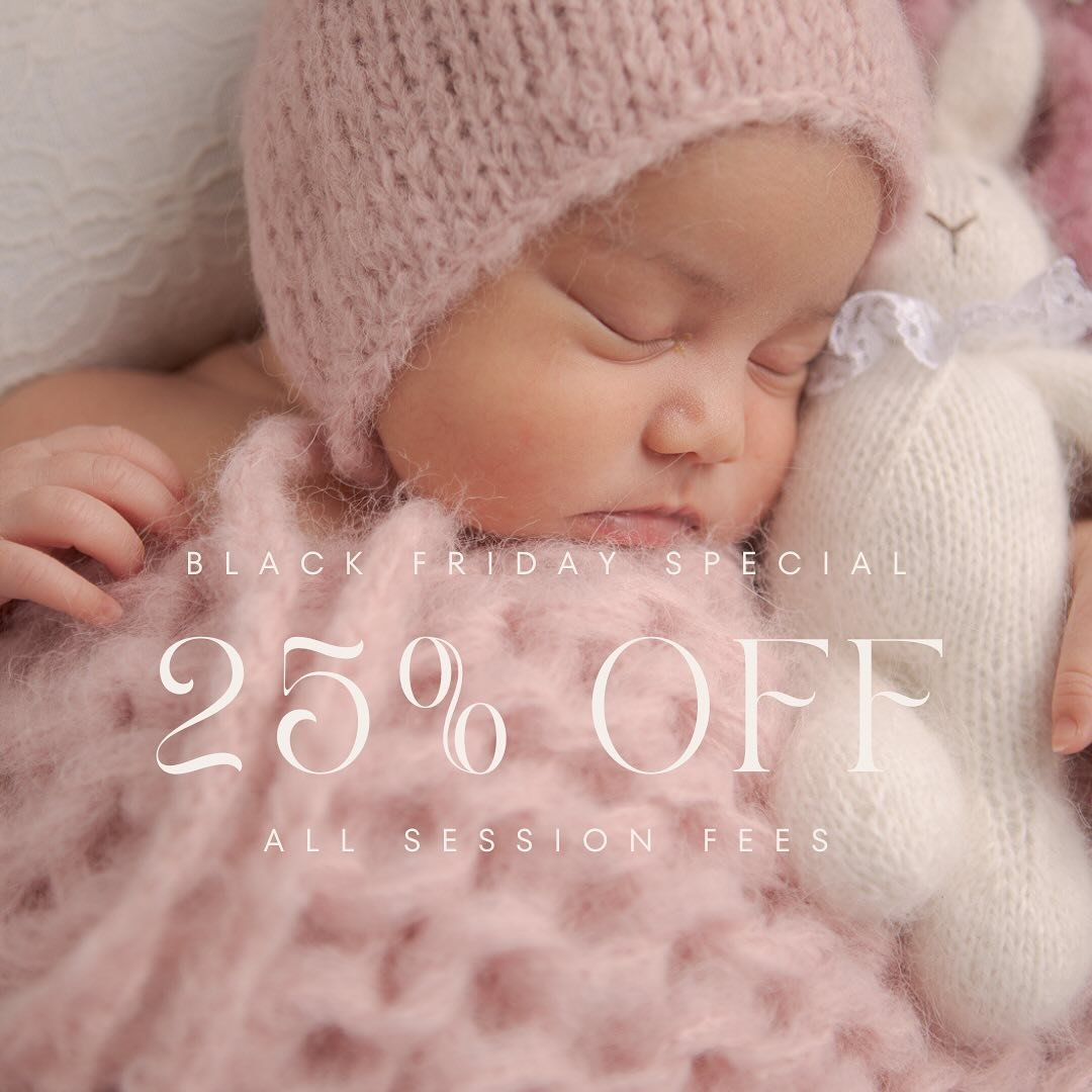 BLACK FRIDAY SPECIAL! 

25% OFF ALL SESSION FEES! 
USE DISCOUNT CODE : BF2024
(physical/digital prints are purchased separately) 

LINK IN BIO! 

#blackfriday #blackfridaysale #newbornphotography #newbornportraits #newbornposing #newbornbaby #newborn