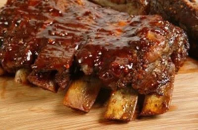 Close up of BBQ Ribs Smothered in Sauce