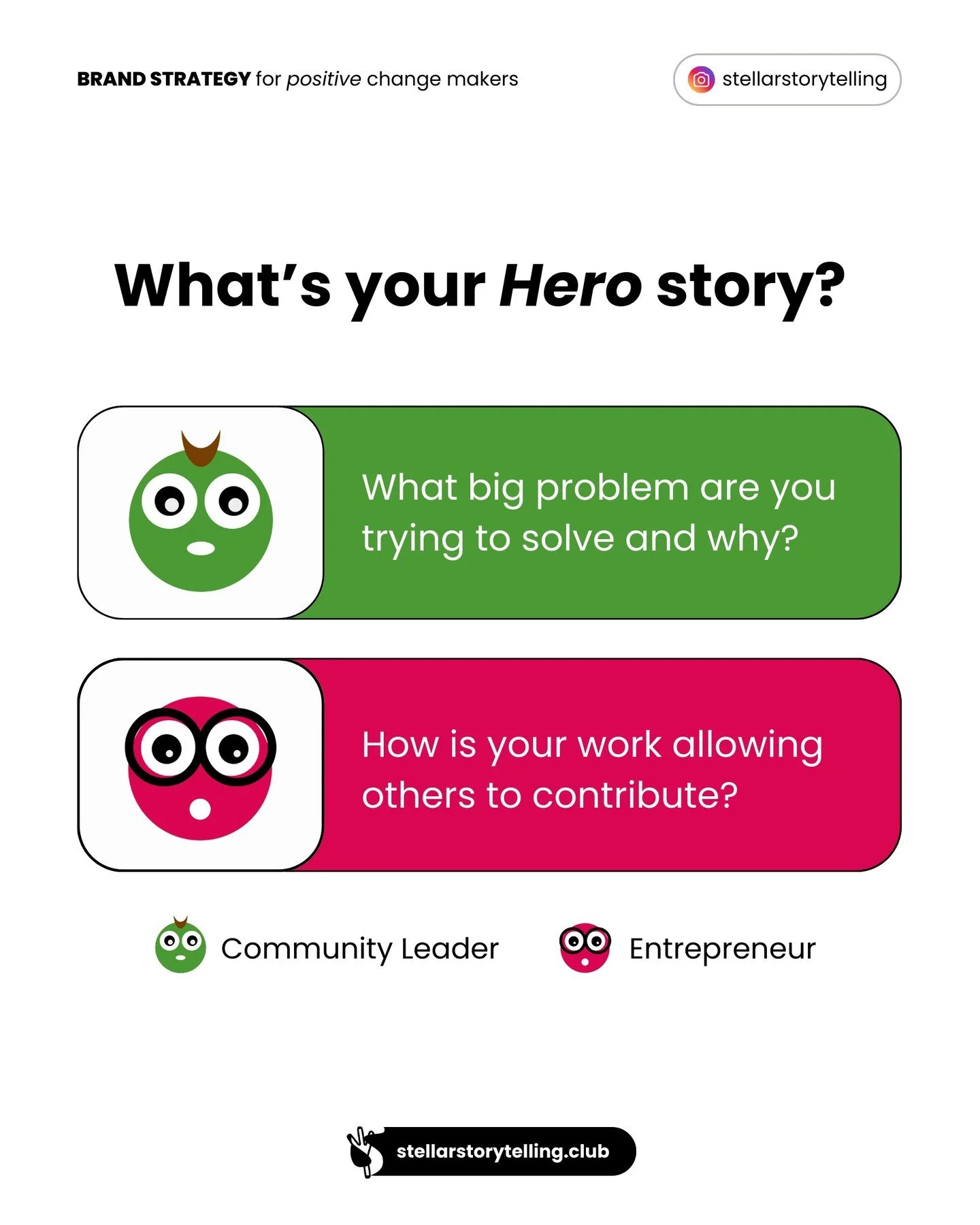Ready to write your Hero story? 👋🏻

Your Entrepreneur story is only part of the equation...

To unlock your Hero story, think bigger!

&rarr; What problem are you trying to solve and why?

&rarr; How did that same problem impact your life?

&rarr; 