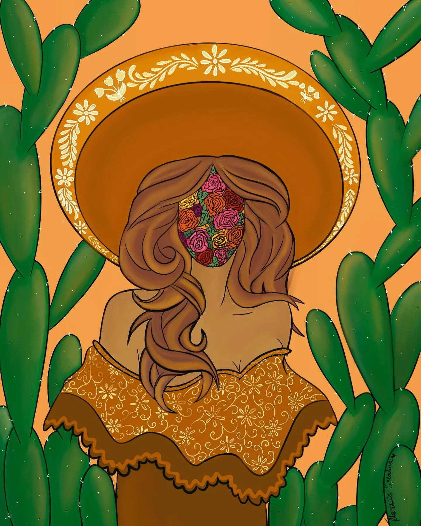 Mujer de oro y flores.
Decided to be finished with this gal today. #procreateart