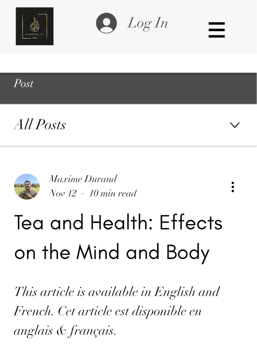 Article “Tea & Health” - Wanderlustea (FR & EN) (septembre - octobre 2025)