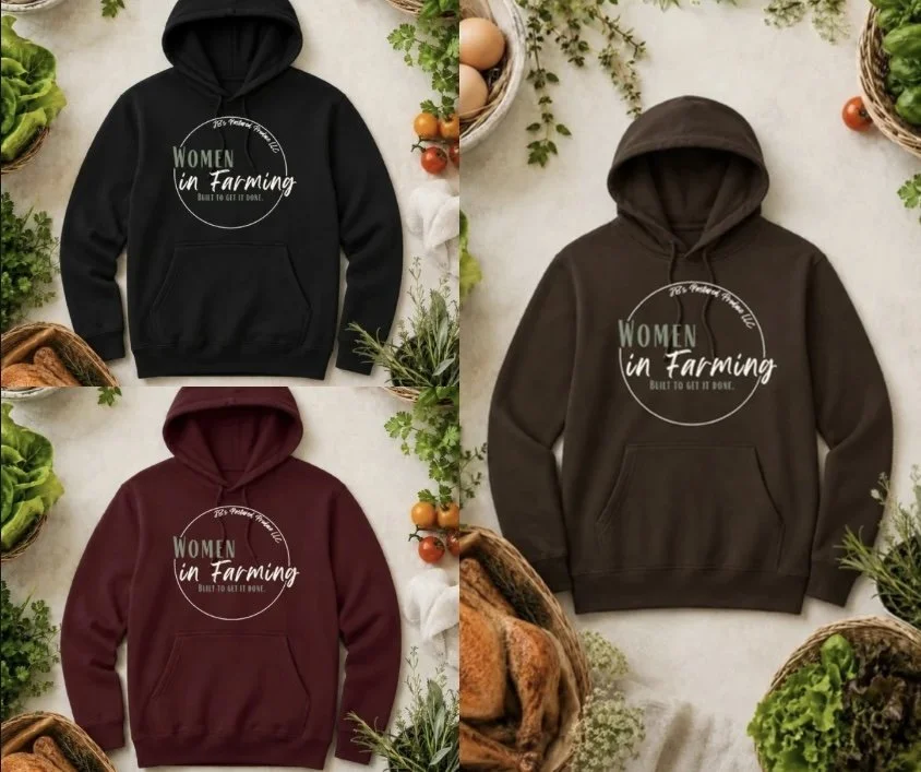 Women in Farming Hoodie - $42
Click the photo to select size/color