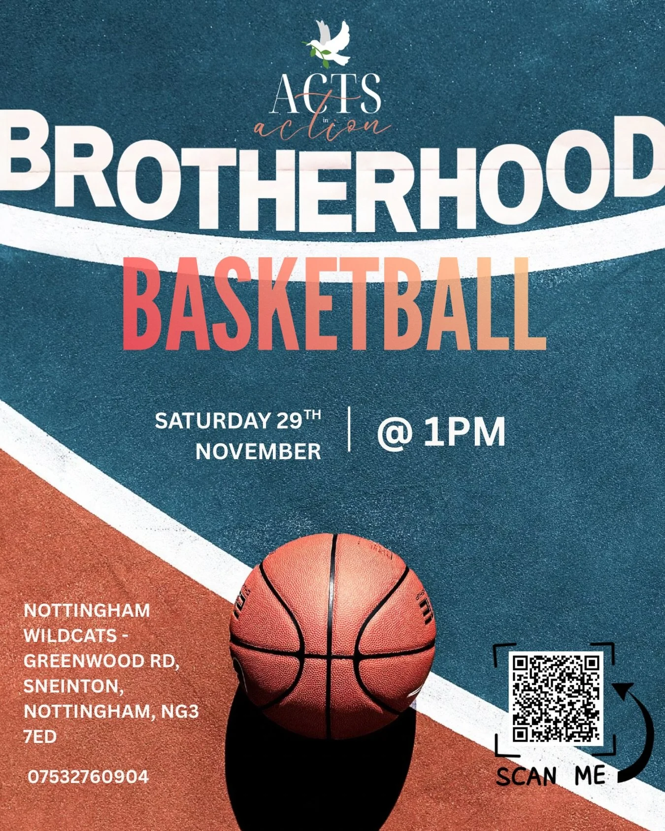 🏀 This Saturday we&rsquo;re hitting the court!
Join us for our basketball brotherhood event, followed by a time of fellowship. We&rsquo;d love to have you  and don&rsquo;t forget to bring a friend! 🙌✨ Look forward to seeing you 😀

Saturday 29th No