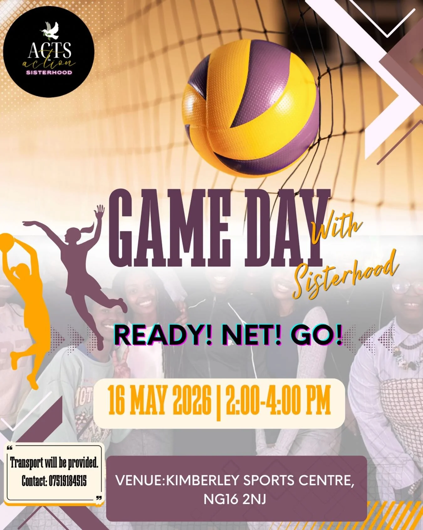 Girls just wanna have fun! 🏐✨

Join us Saturday 16th May 2pm-4pm at Kimberley Sports Centre, NG16 2NJ for an afternoon of volleyball, netball, food, laughter and good vibes. A chance to connect and enjoy some good competition!!!

At the end of the d