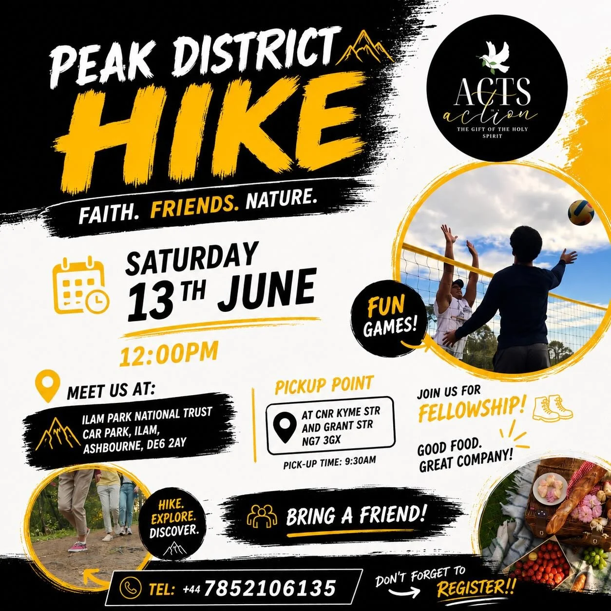 Peak District Adventure &ndash; This Saturday! 🌿

Join us for a day of walking, picnics, games, and fellowship at the Stepping Stones in the Peak District.

🚐 Need a lift? Transport to and from Nottingham is available. Departure: 9:30 AM from the l