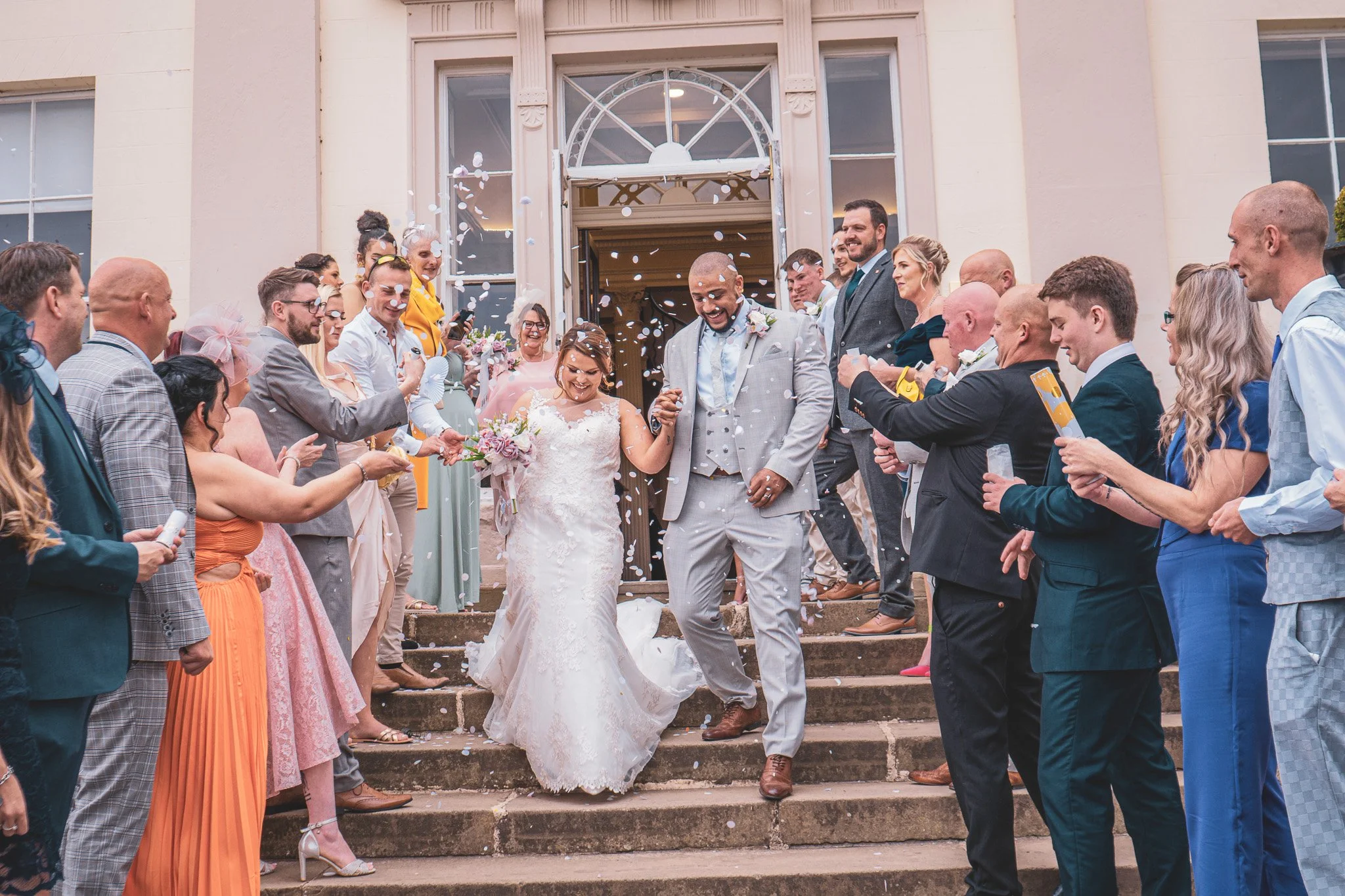 wedding confetti photography in Owston Hall, Doncaster