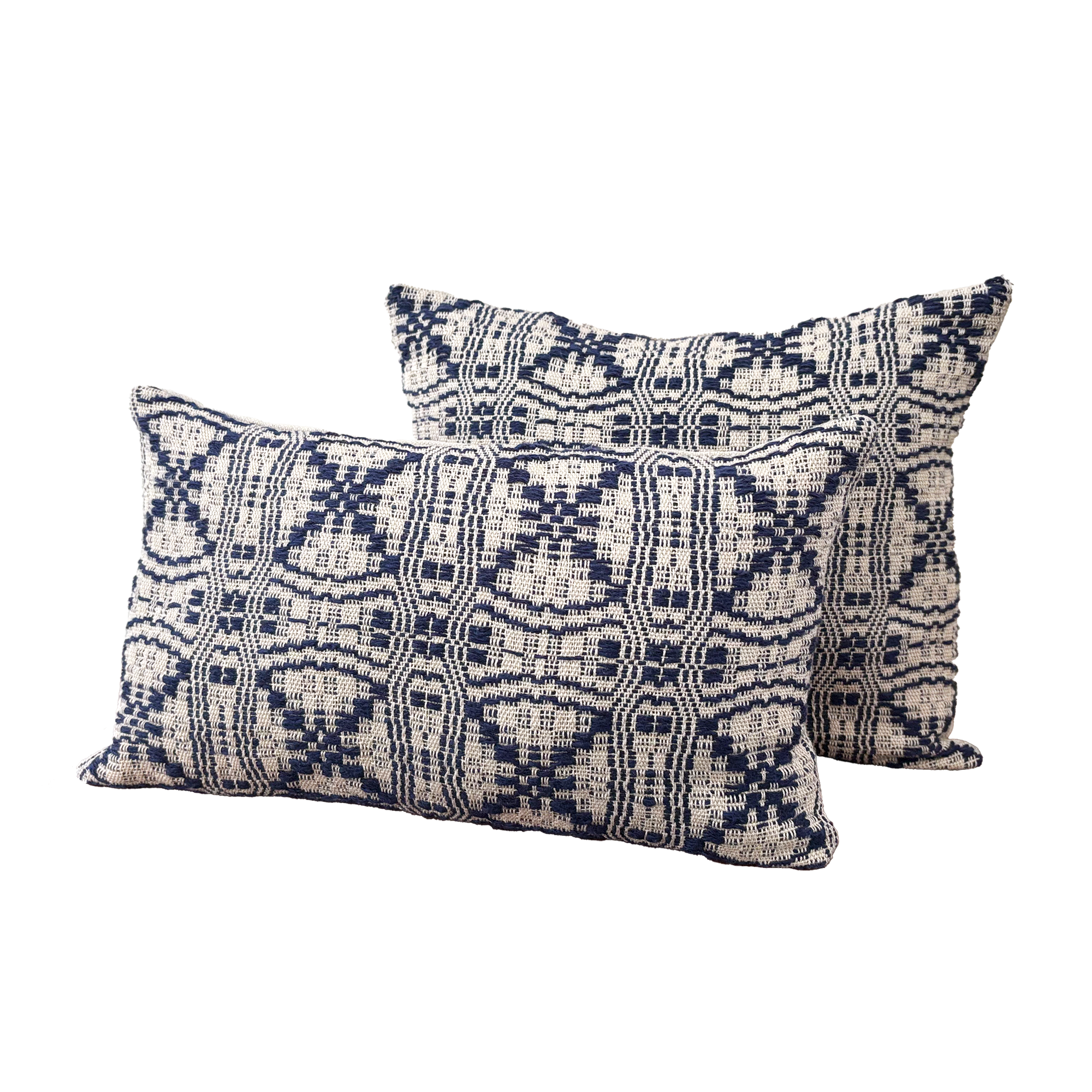 Overshot Lumbar Pillows Indigo main tp Sam Tannenbaum stan handwoven cotton.png