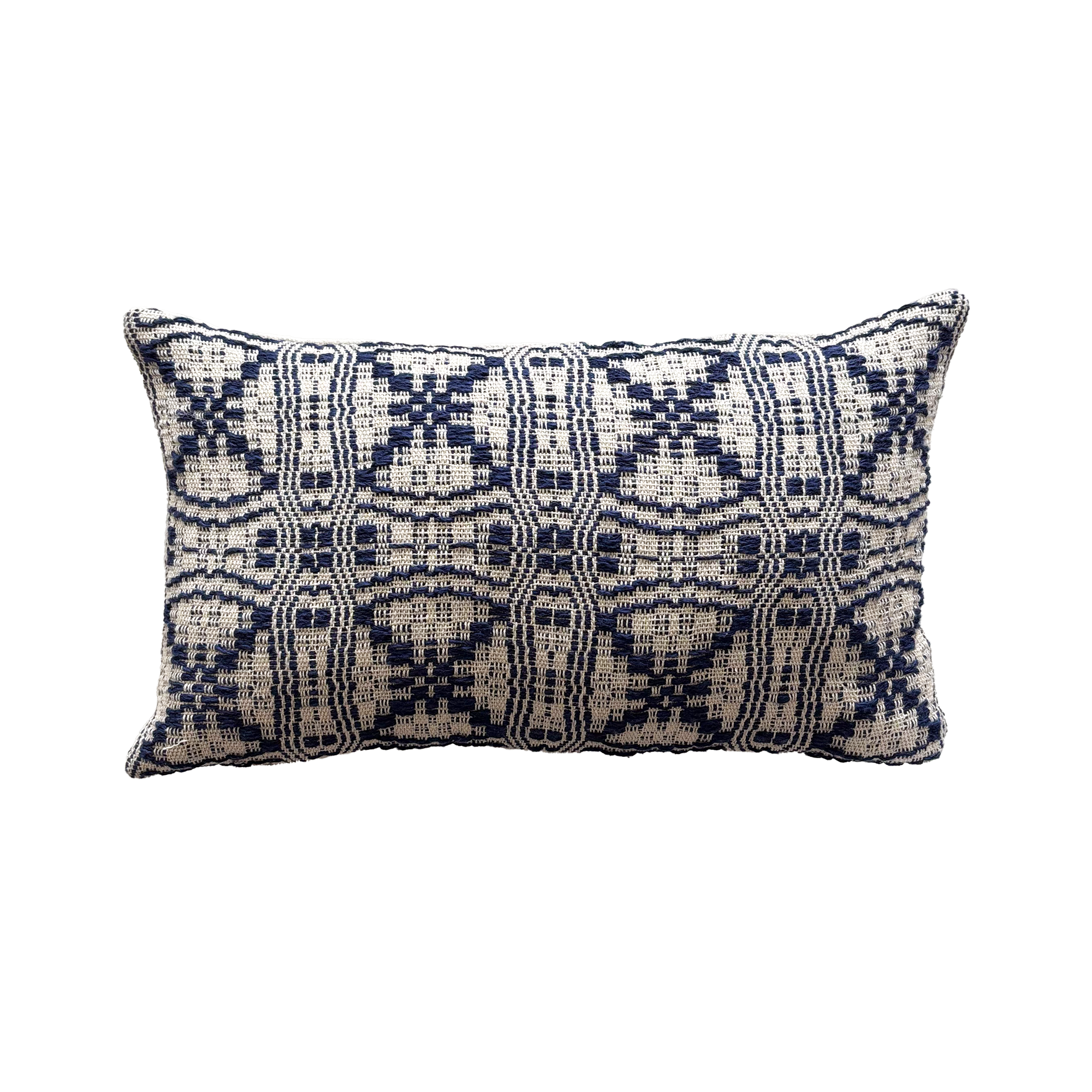 Overshot Lumbar Pillow Indigo I main tp Sam Tannenbaum stan handwoven cotton.png