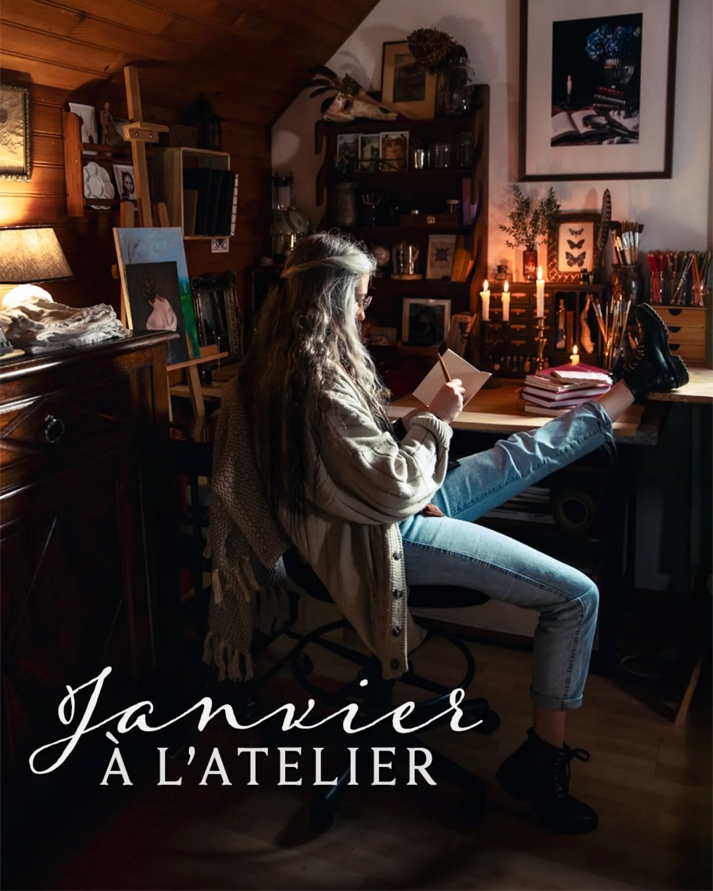 ✨ Janvier &agrave; l&rsquo;atelier&hellip; ✨

◾ M&rsquo;entra&icirc;ner &agrave; dessiner des portraits

◾ M&rsquo;inspirer dans des livres (plut&ocirc;t que sur Internet et les r&eacute;seaux !)

◾ Sentir que, petit &agrave; petit, l&rsquo;envie de 