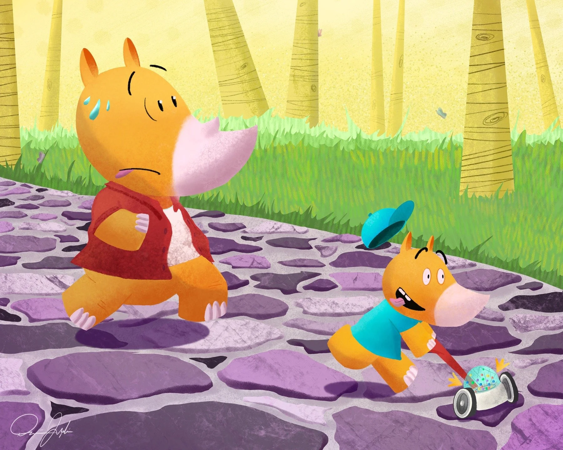 Runaway Rhino! 🦏💨

#sketchbook #sketchbooksunday #illustration #digitalart #digitalpainting #childrensbooks #scbwi #procreateart #rhino #summer #running #cartoon