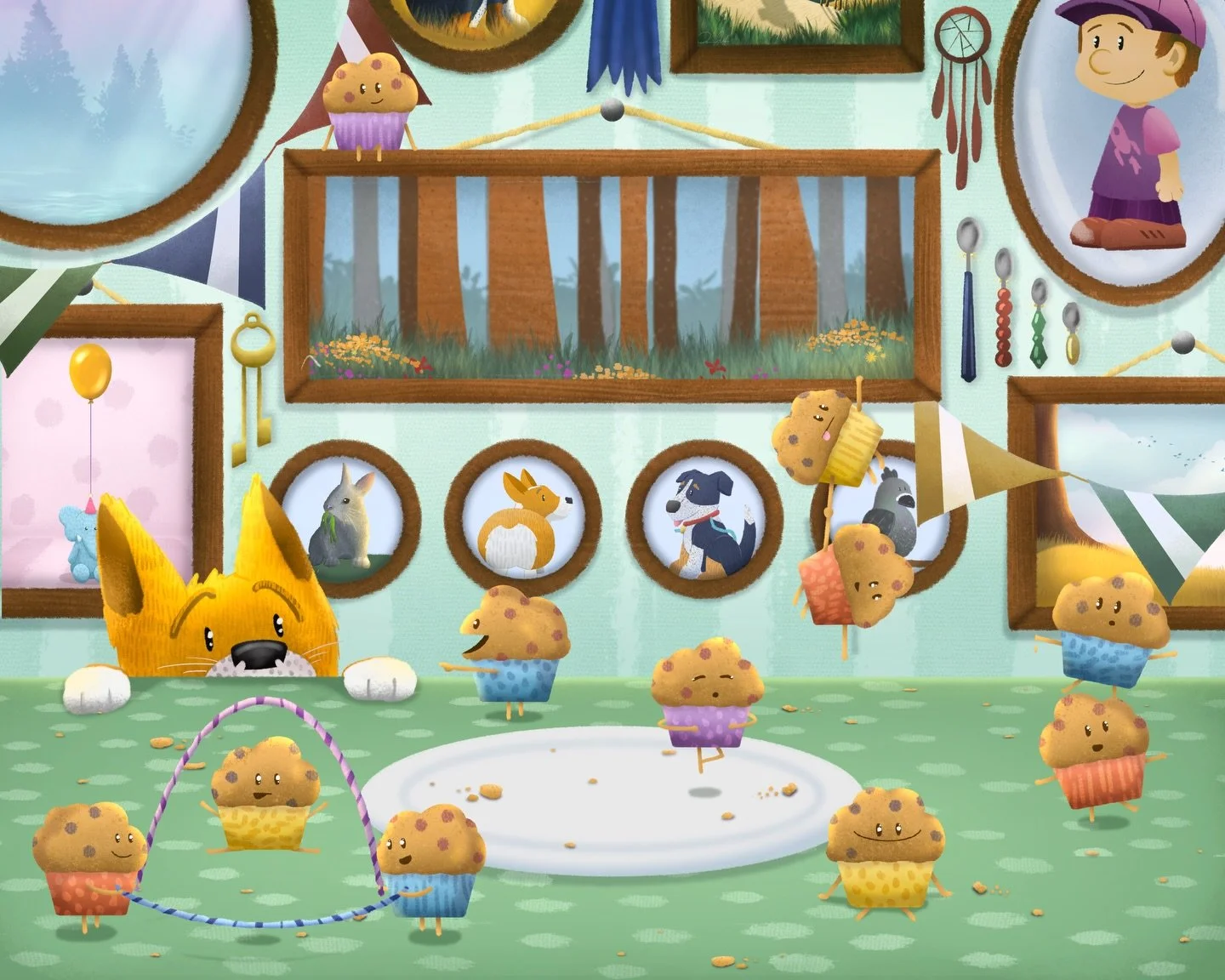 Which muffin are you?? I think I&rsquo;m the little guy by the plate, smiling at whoever&rsquo;s seeing this picture ❤️
&bull;
&bull;
Follow along for more adventures!
&bull;
&bull;
#whatawonderfulworld #comics #illustration #digitalart #illustrator 