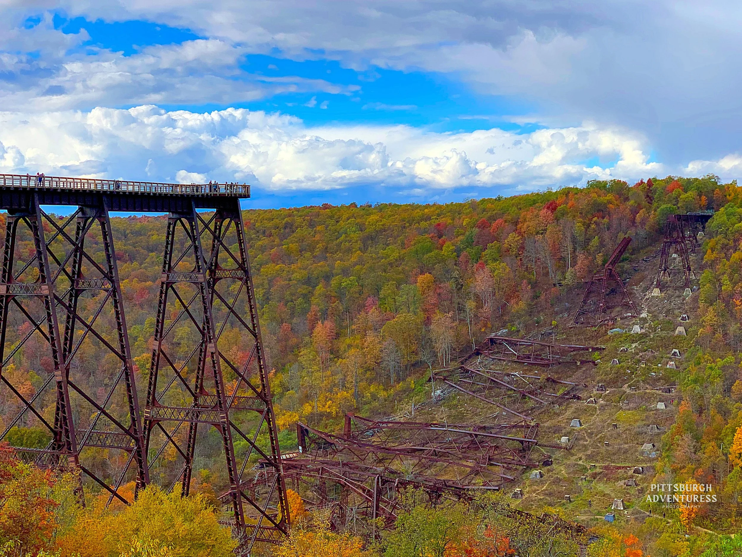 Kinzua Bridge State Park Skywalk Fall Train bridge 