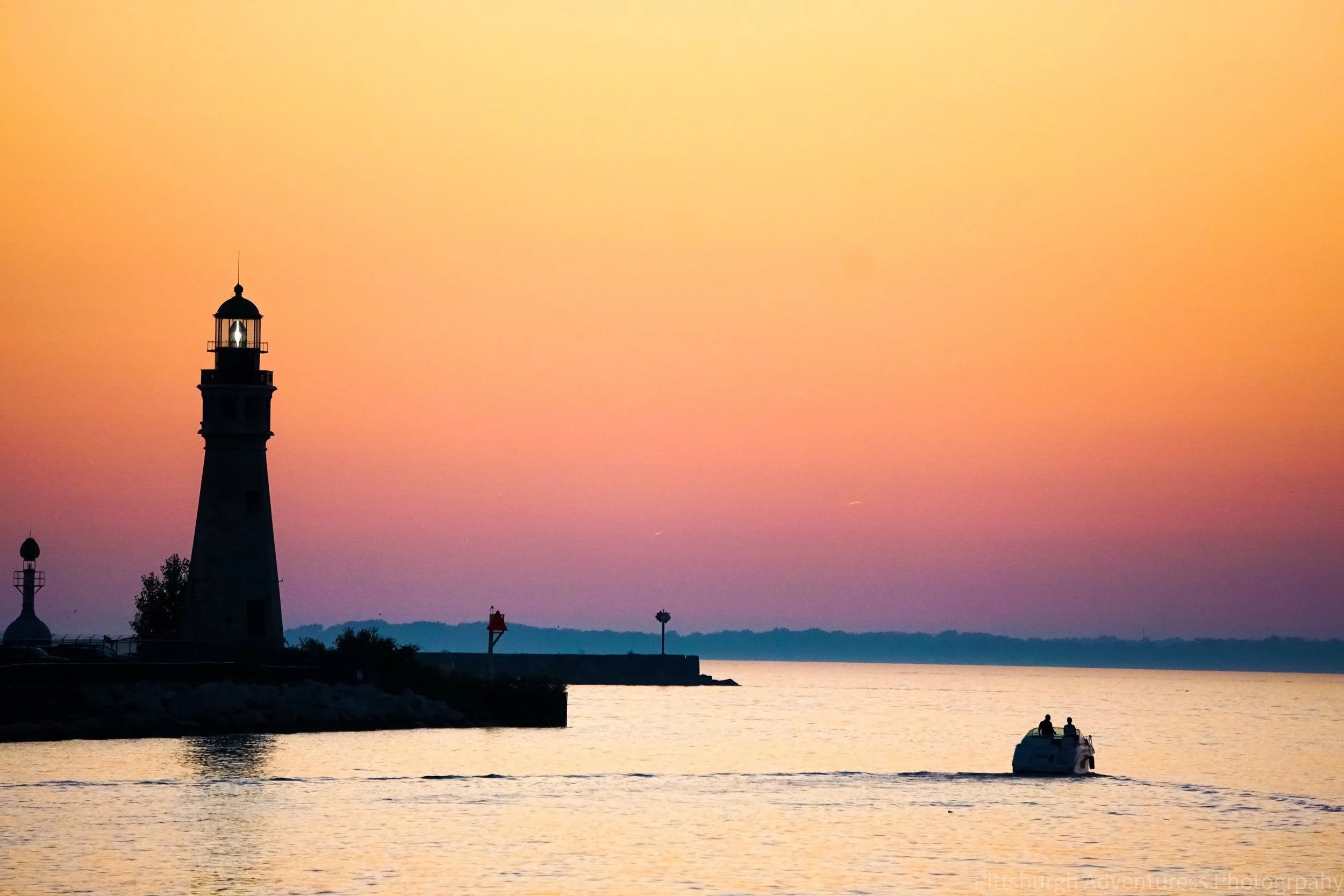 New York Lighthouse Sunset Boating