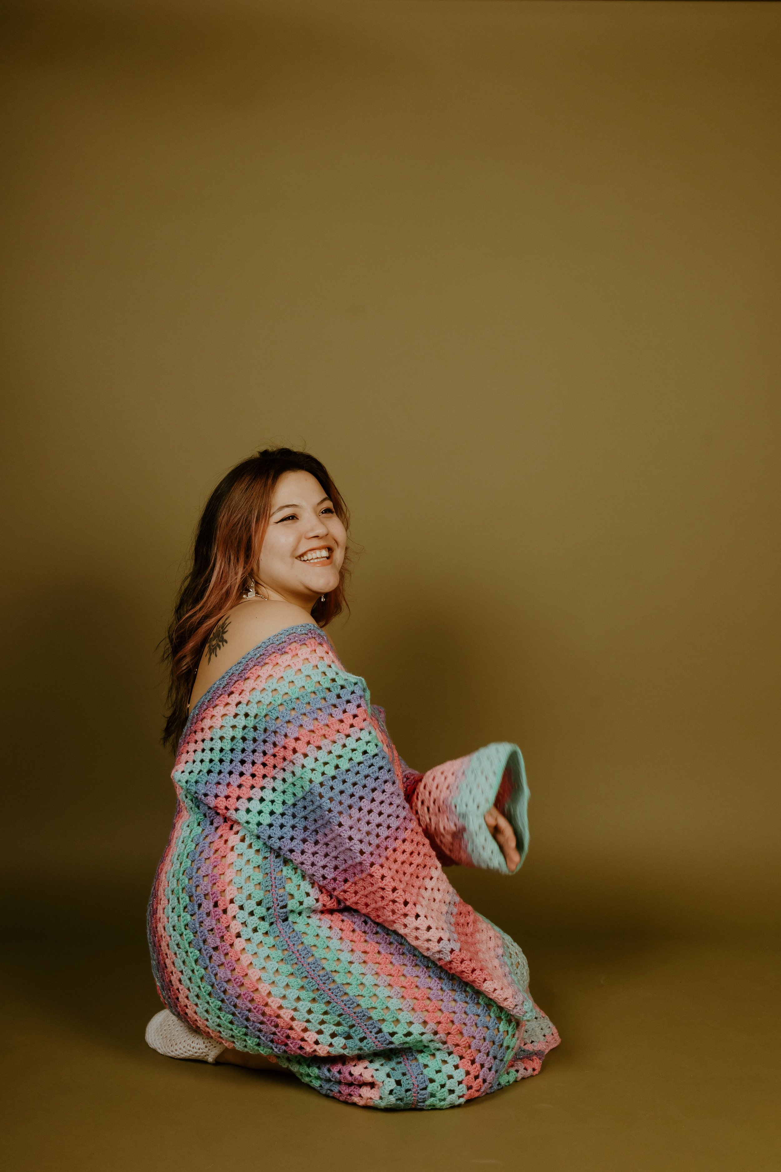 Handmade Crochet Long Sleeve Moo-Moo Size L to 2XL