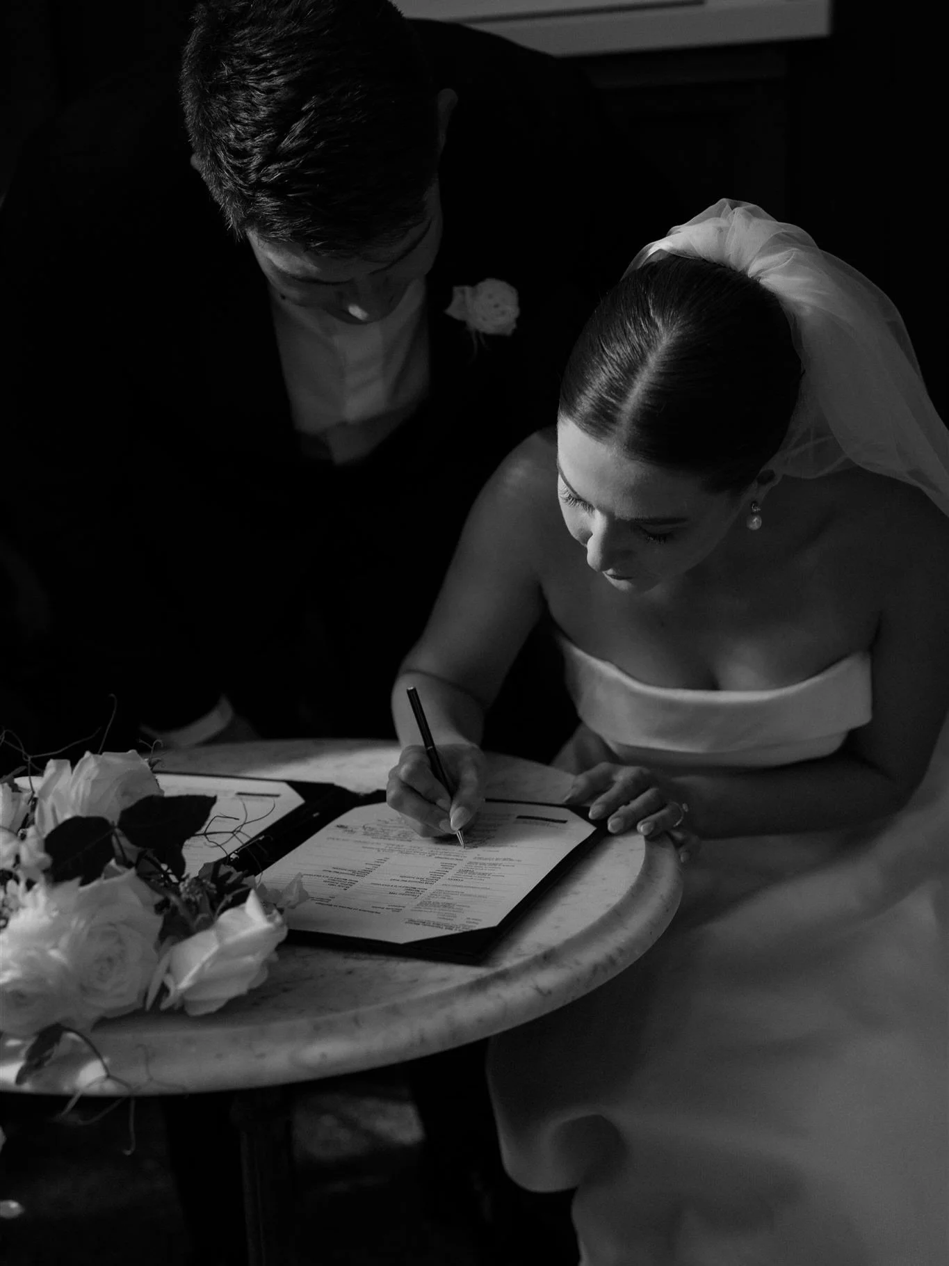 Making it official ✨ The moment the pen hits the page and forever truly begins 🤍

Venue: @mudbrick_weddings 
Photography: @elliekia.weddings 
Celebrant: @erinjacombcelebrant 
Florals &amp; Styling: @mywaiheke