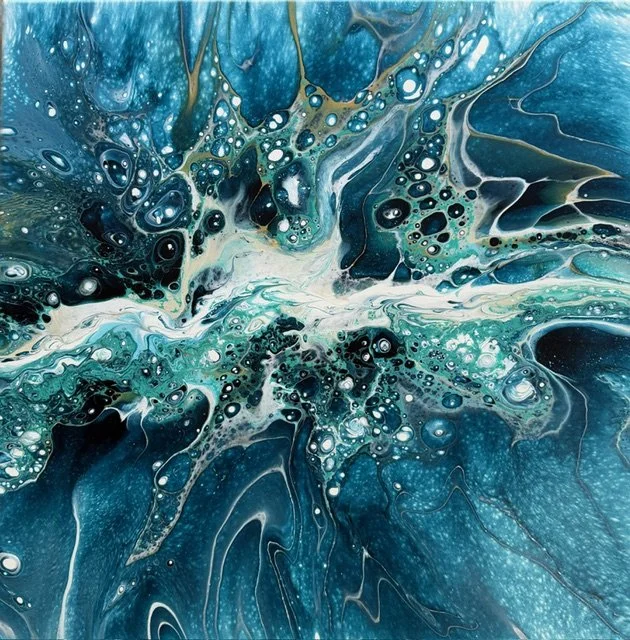 Ocean's Tentacles -20x20 Acrylic Pour - First Place - New Member Exhibition