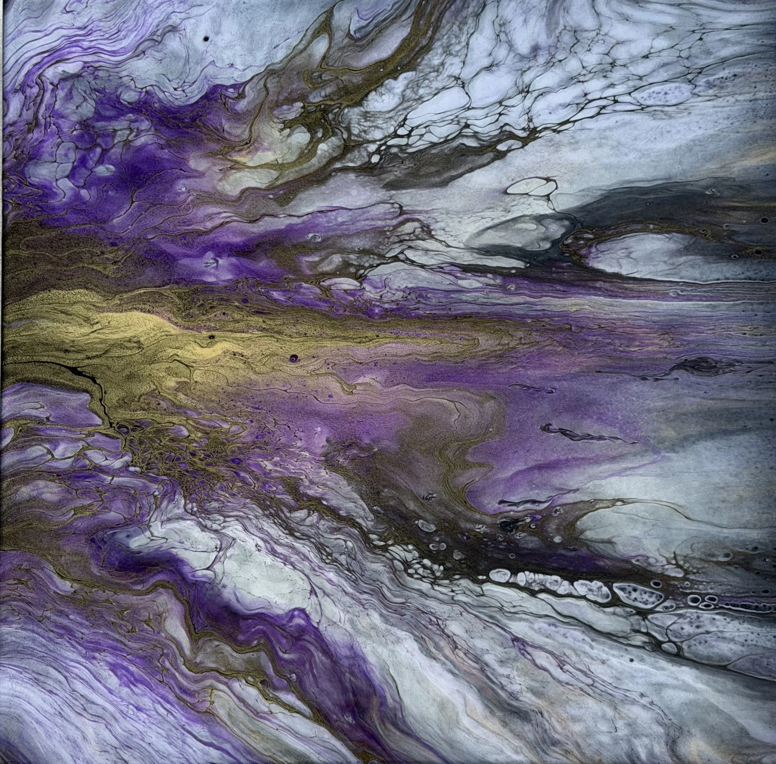 Purple Rain - 16x16 - Acrylic Pour